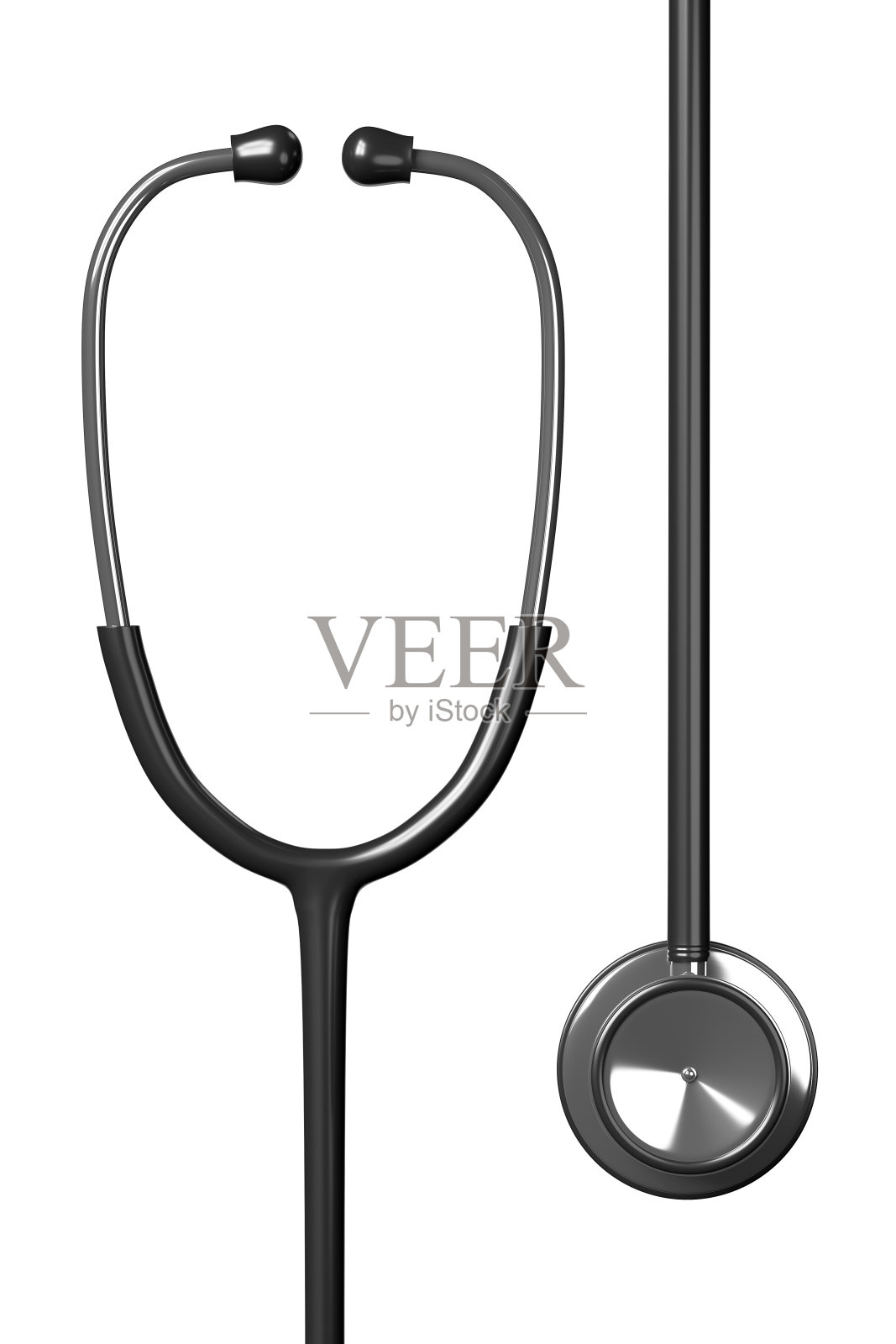 听诊器隔离白色，3D渲染照片摄影图片