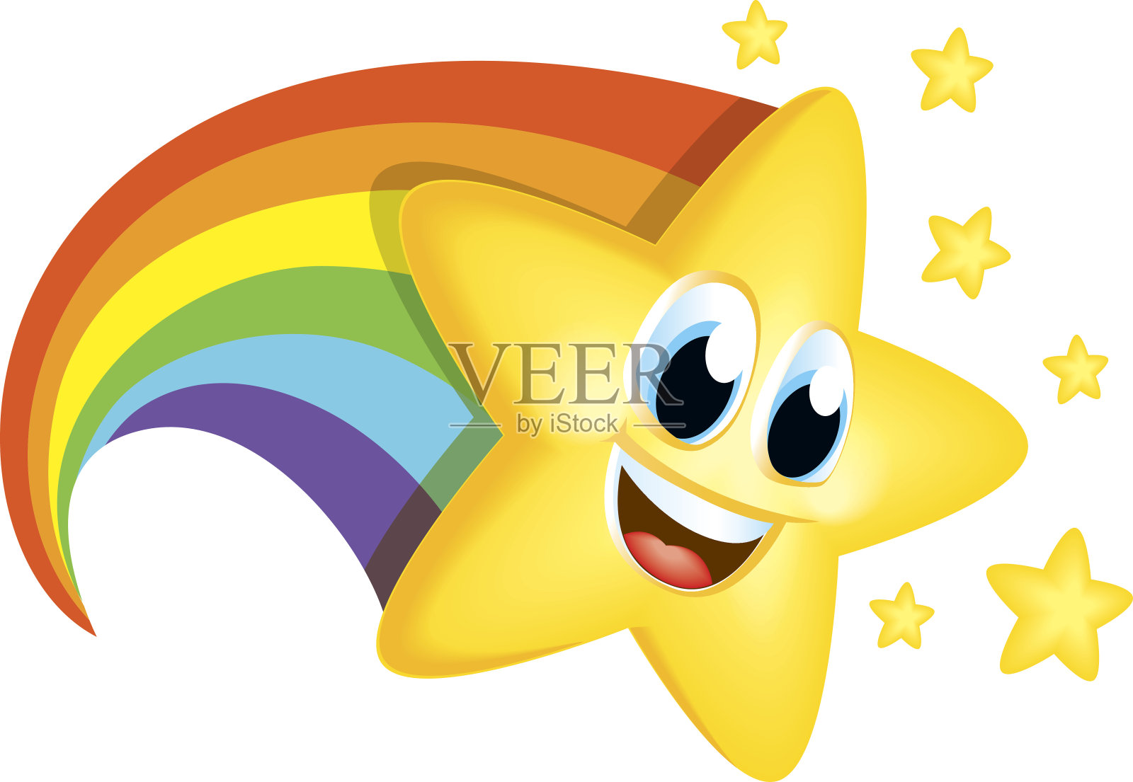 卡通明星与彩虹尾巴插画图片素材