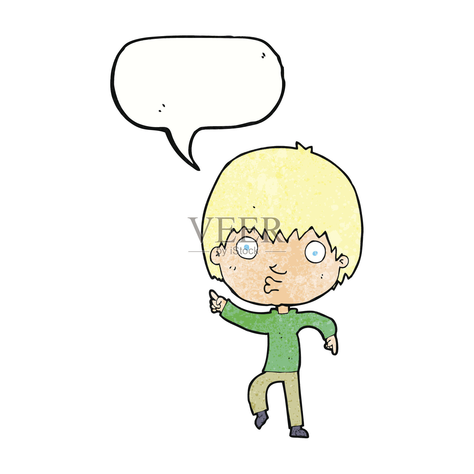 卡通印象男孩指着语音泡泡设计元素图片