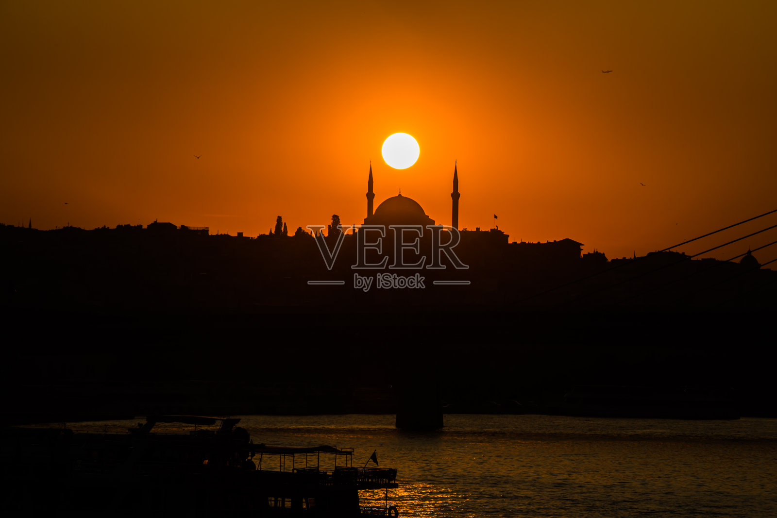 日落和清真寺照片摄影图片