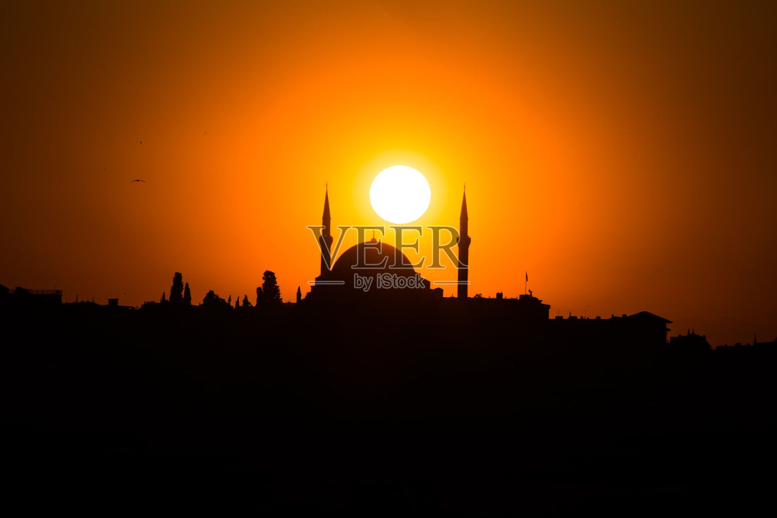 日落和清真寺照片摄影图片