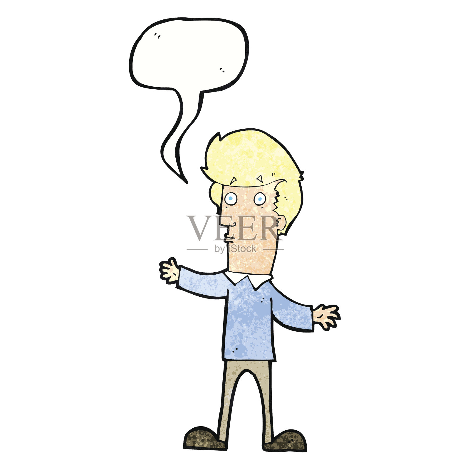 卡通惊讶的男人与语音泡泡设计元素图片