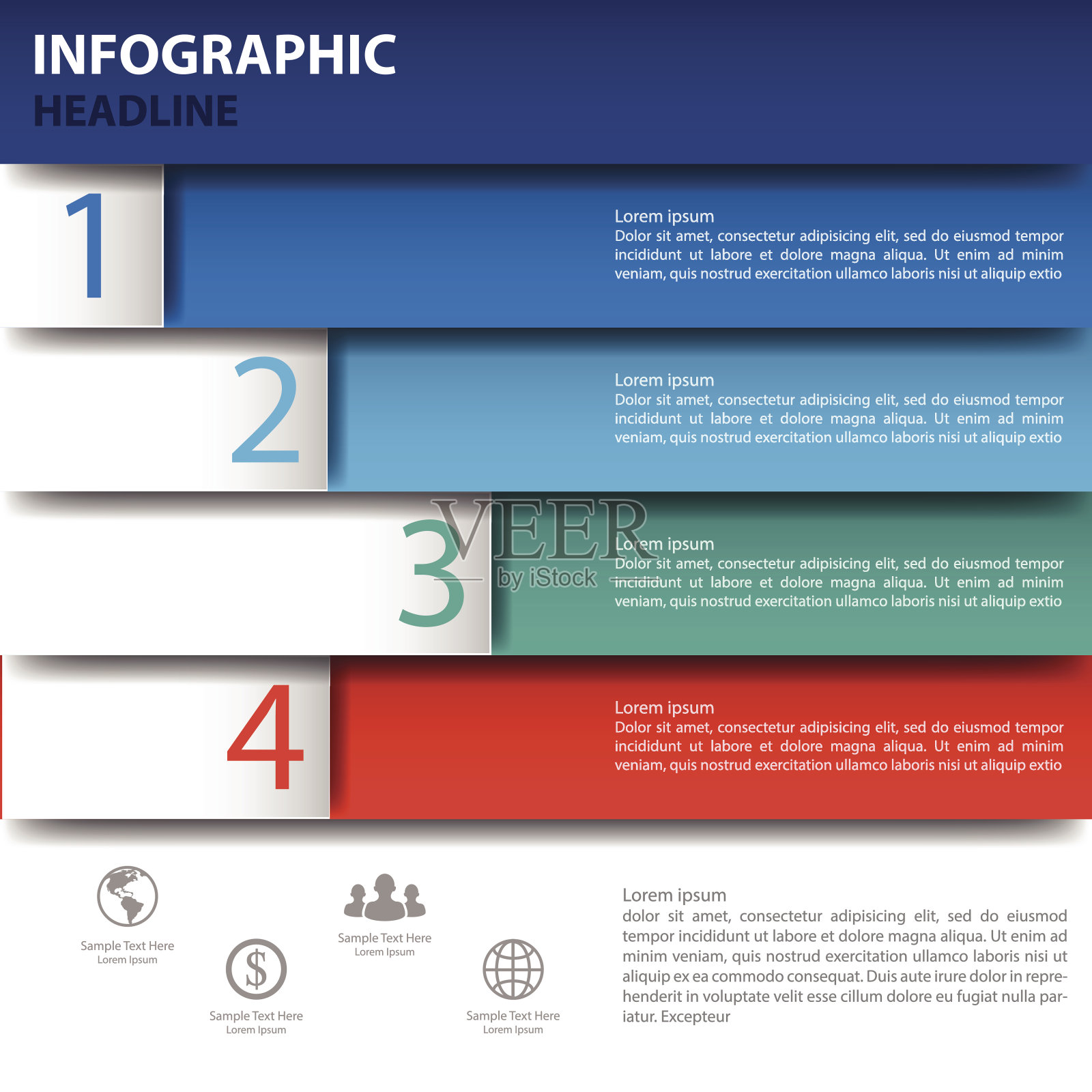 矢量平面线和数字设计的网站模板。插画图片素材