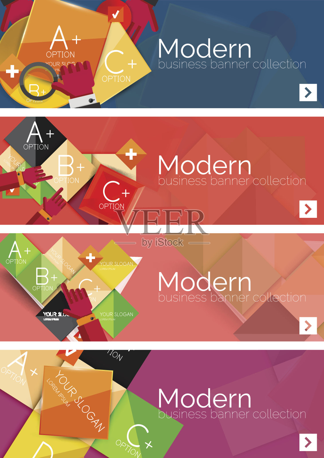 收集平面网页信息图表概念和横幅，各种通用插画图片素材