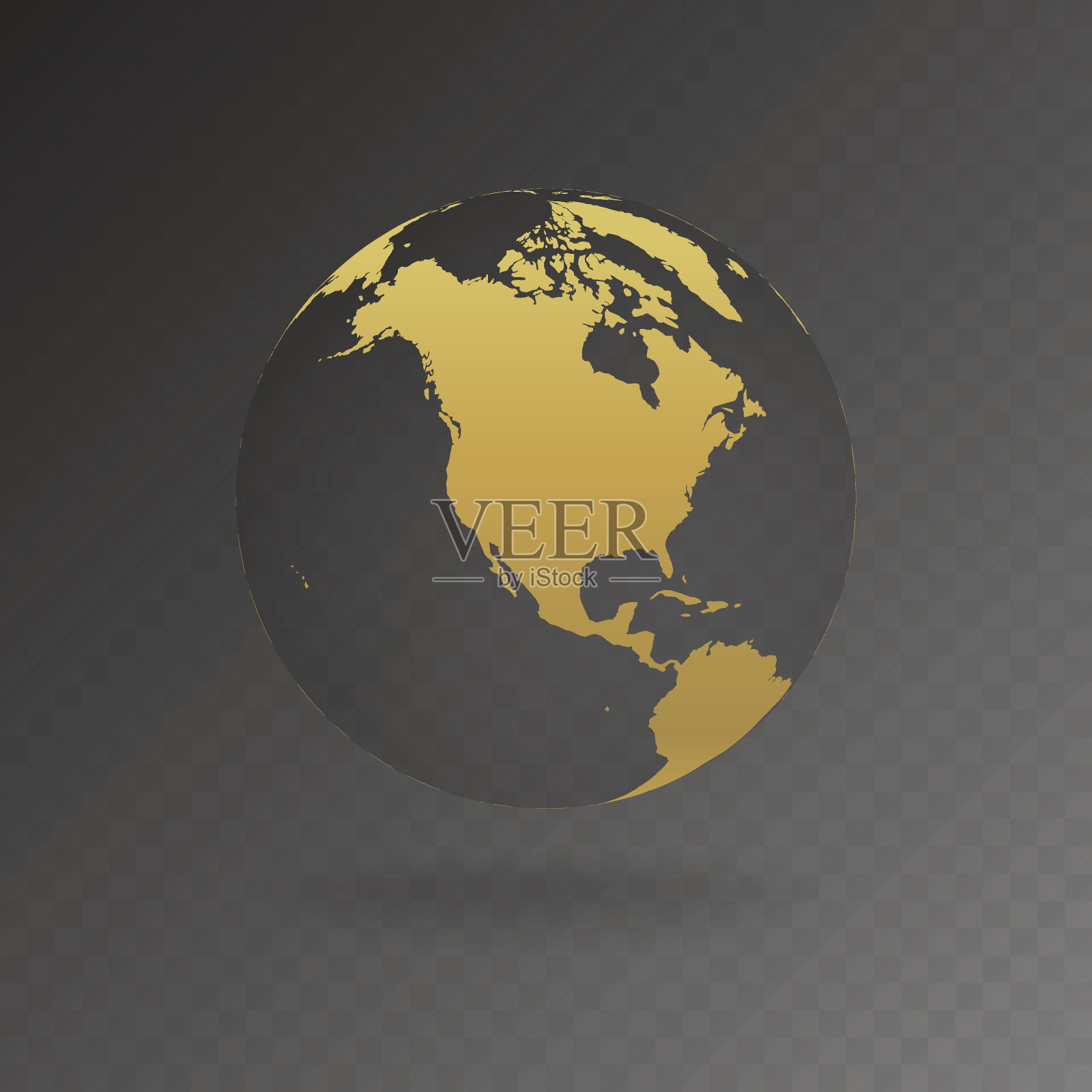 不同大洲的金球图标。插画图片素材