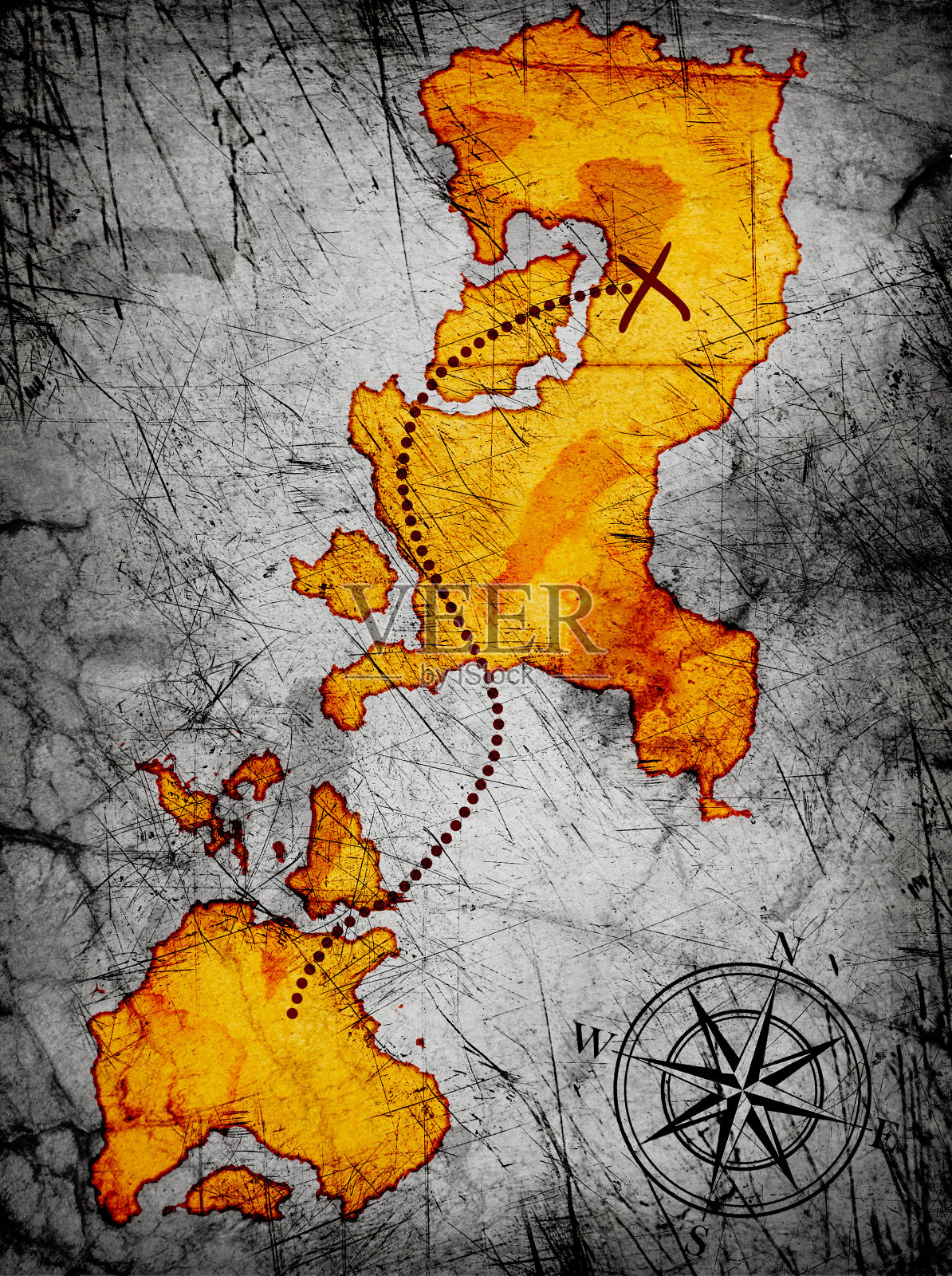 藏宝图插画图片素材