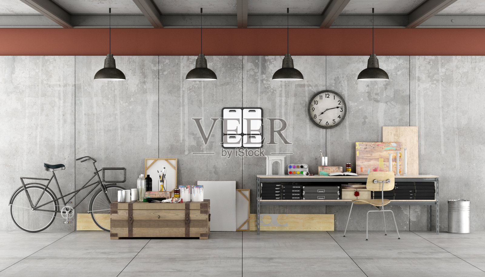 艺术工作室在一个阁楼照片摄影图片