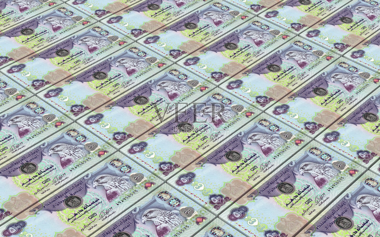 阿联酋迪拉姆的账单堆积如山。照片摄影图片