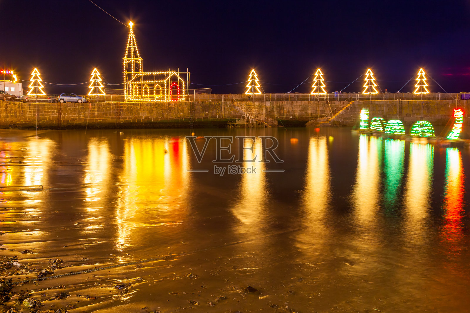 康沃尔的鼠洞圣诞灯照片摄影图片