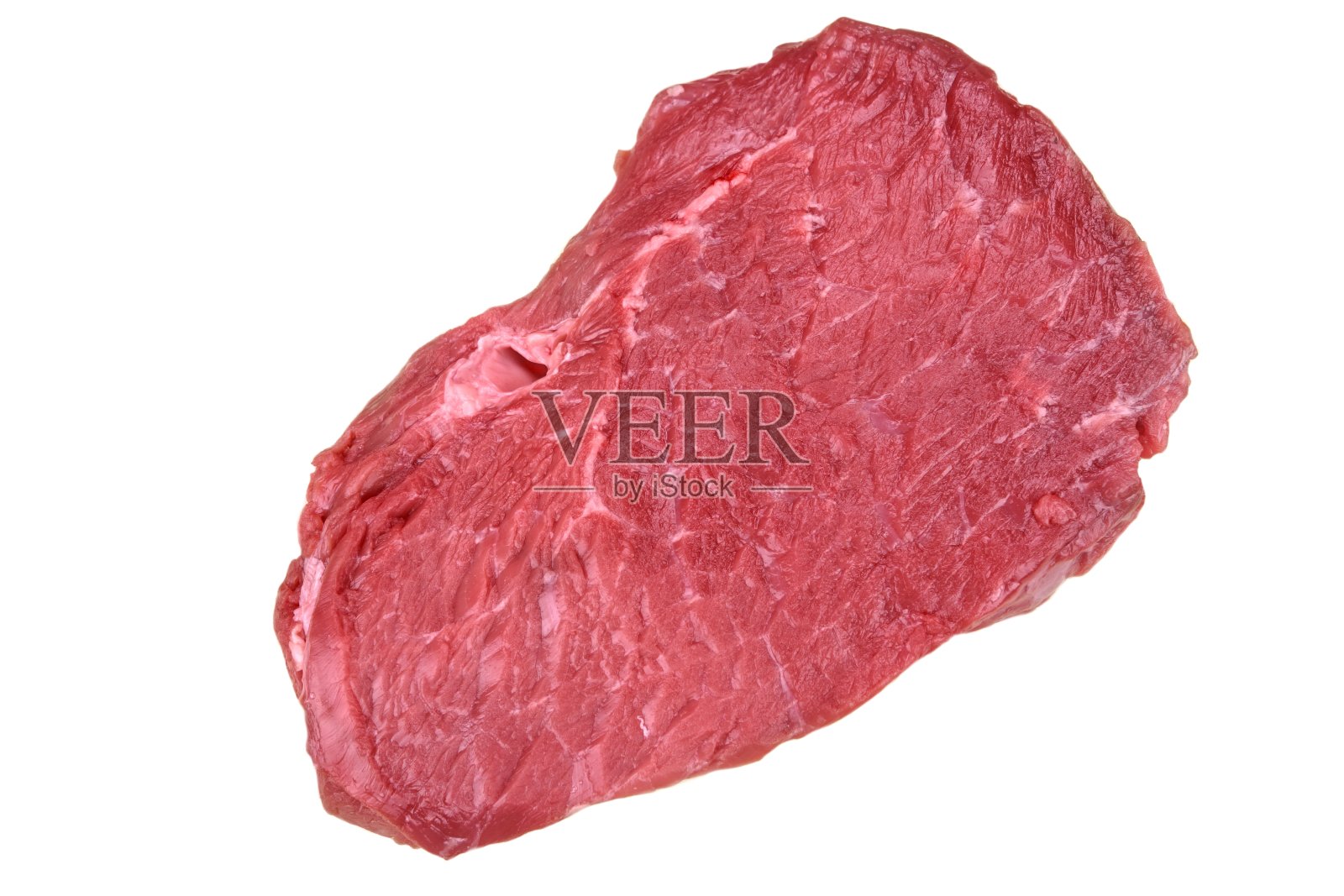 单一新鲜牛排孤立在白色背景照片摄影图片