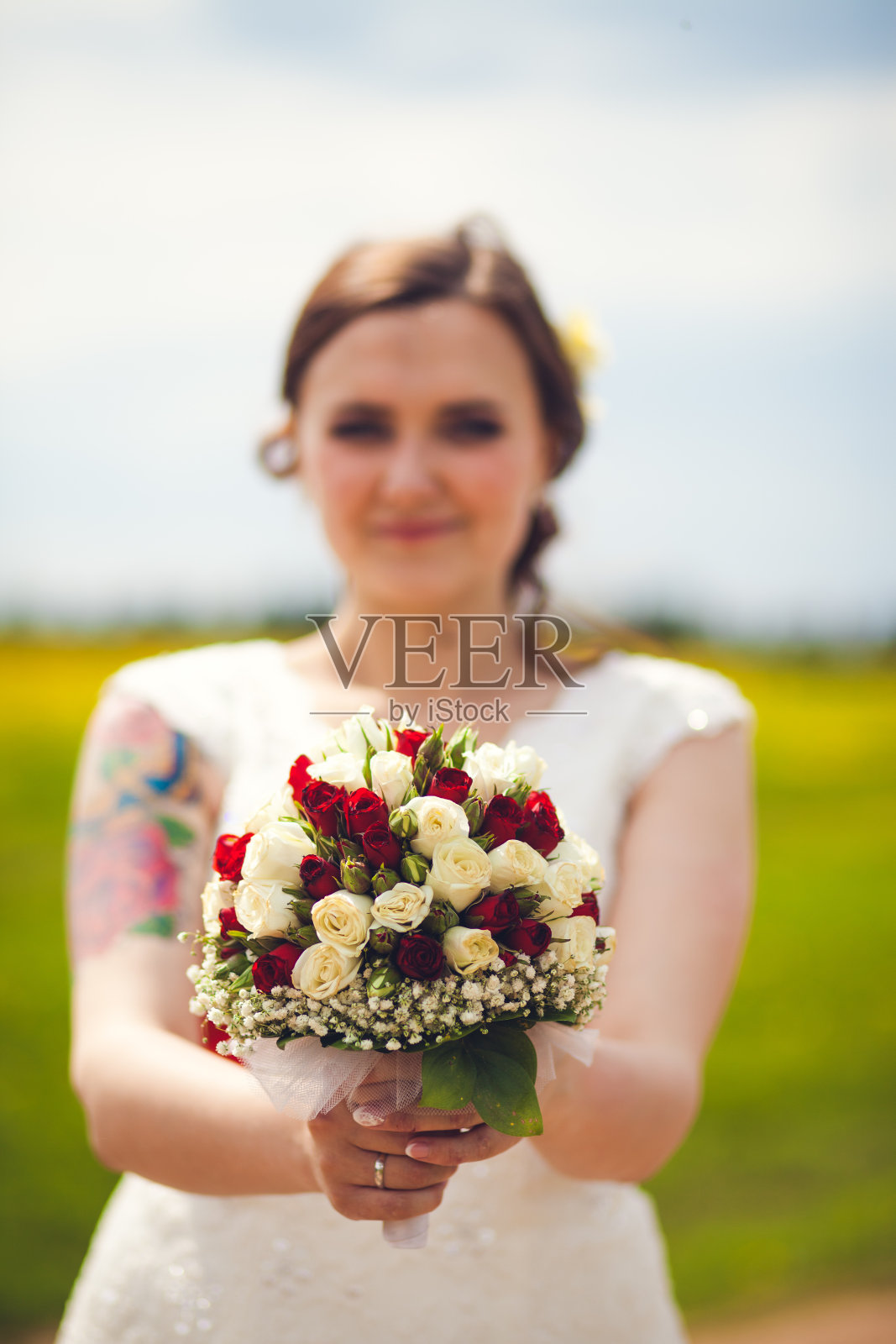 浪漫婚礼的新娘照片摄影图片