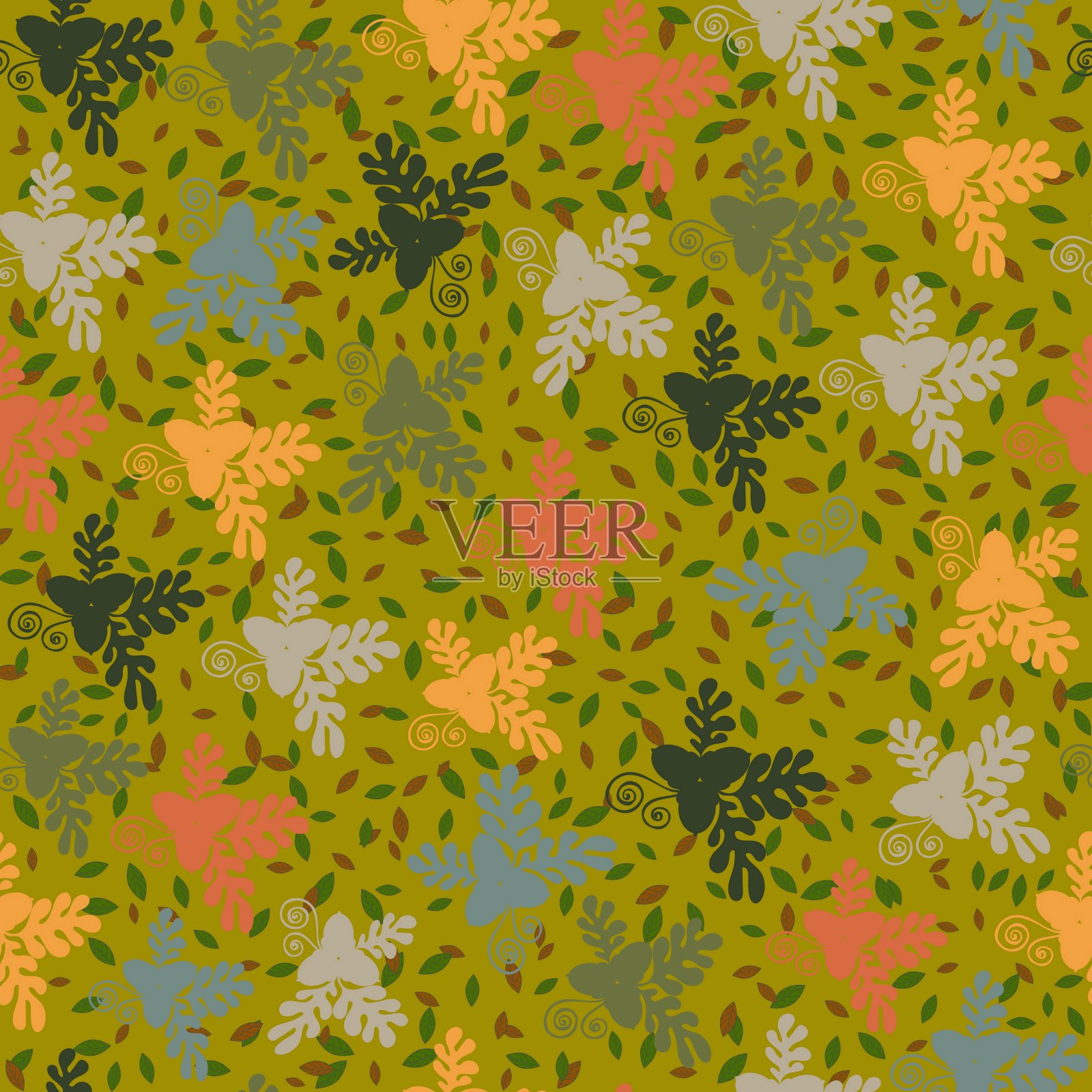 无缝秋橡木色插画图片素材