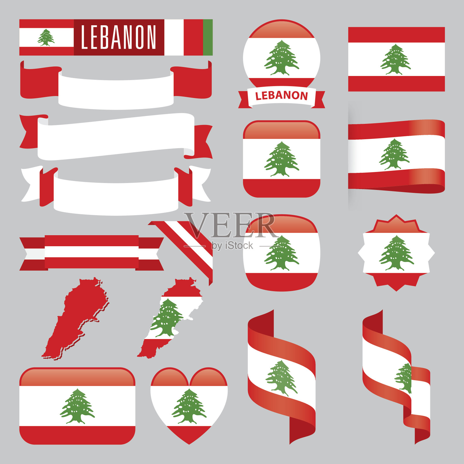 黎巴嫩国旗插画图片素材