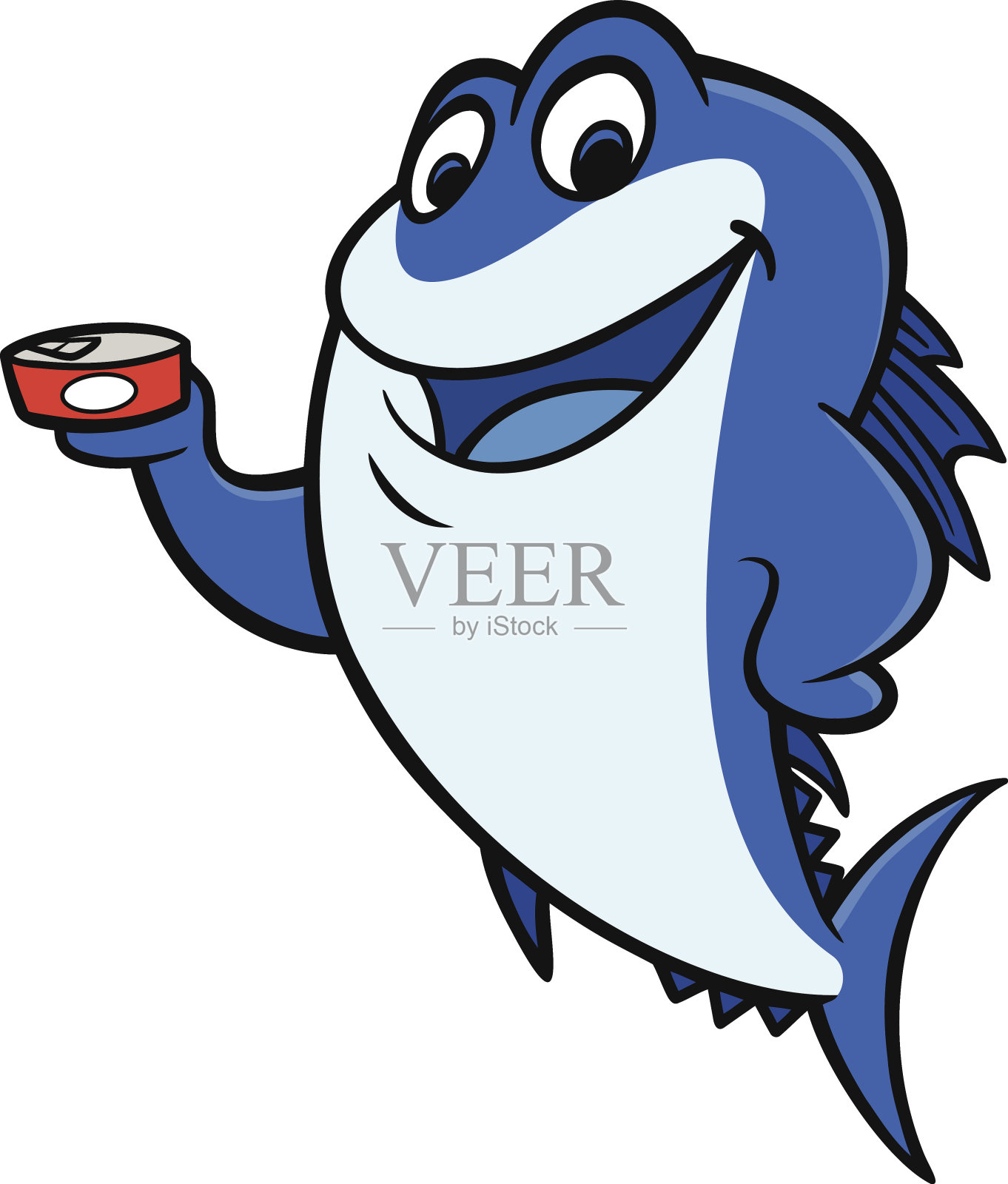 金枪鱼拿着一个罐头插画图片素材