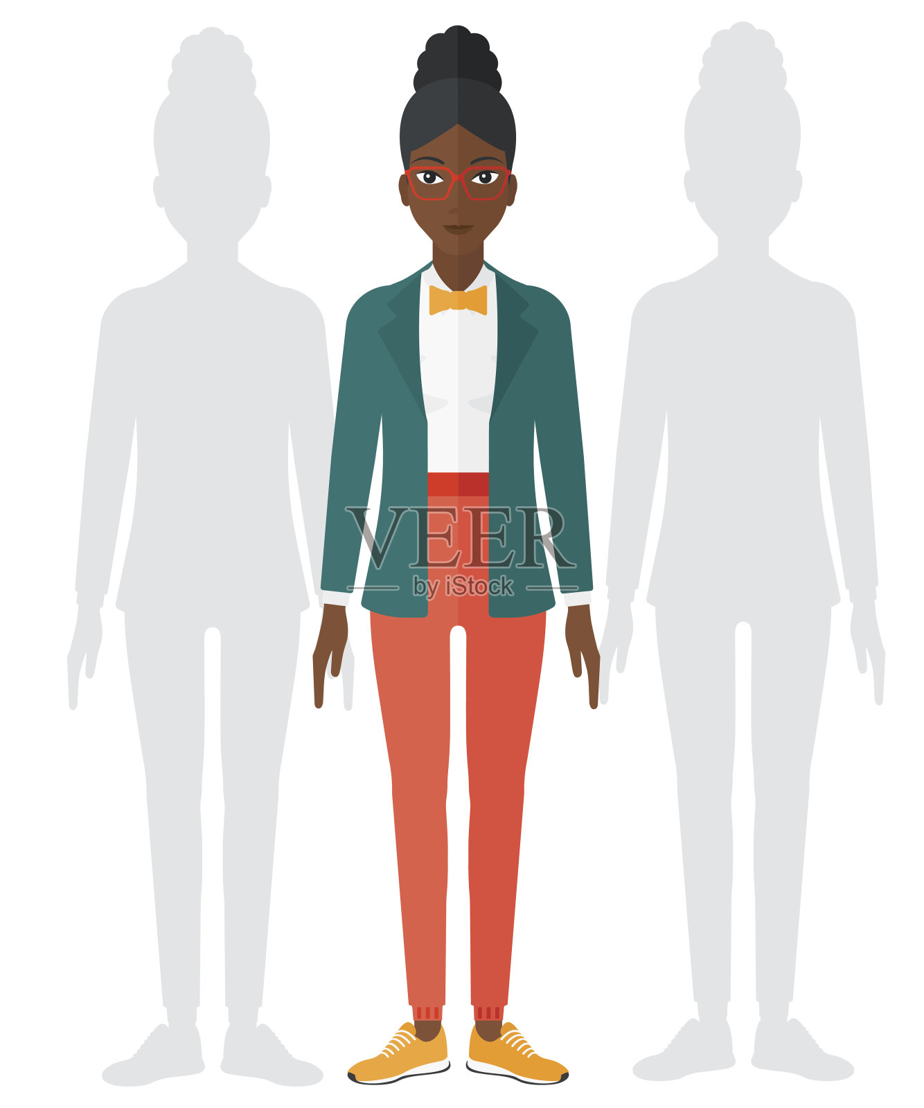 后面有两个影子的女人插画图片素材