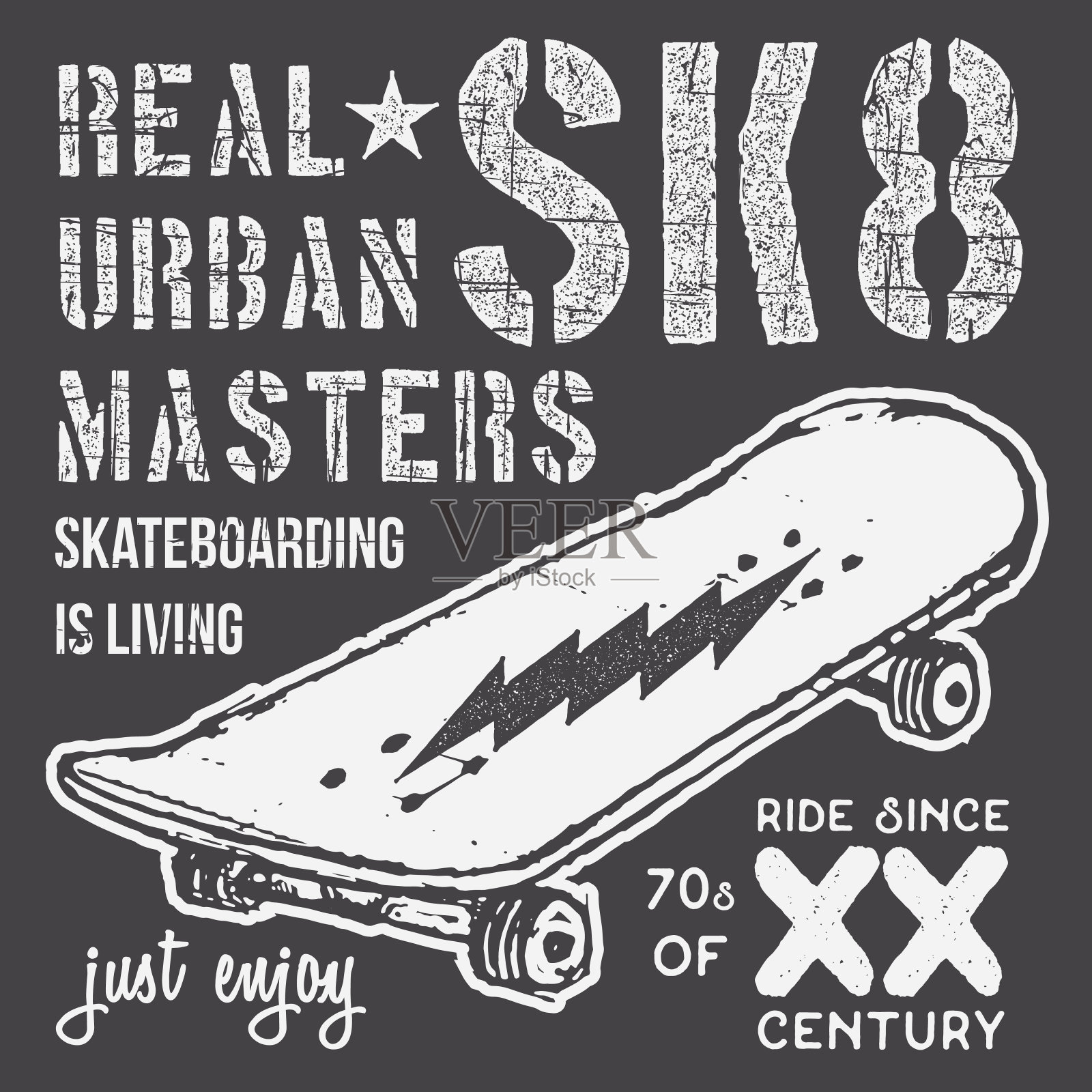 t恤排版设计，滑板印刷图形，矢量插画图片素材