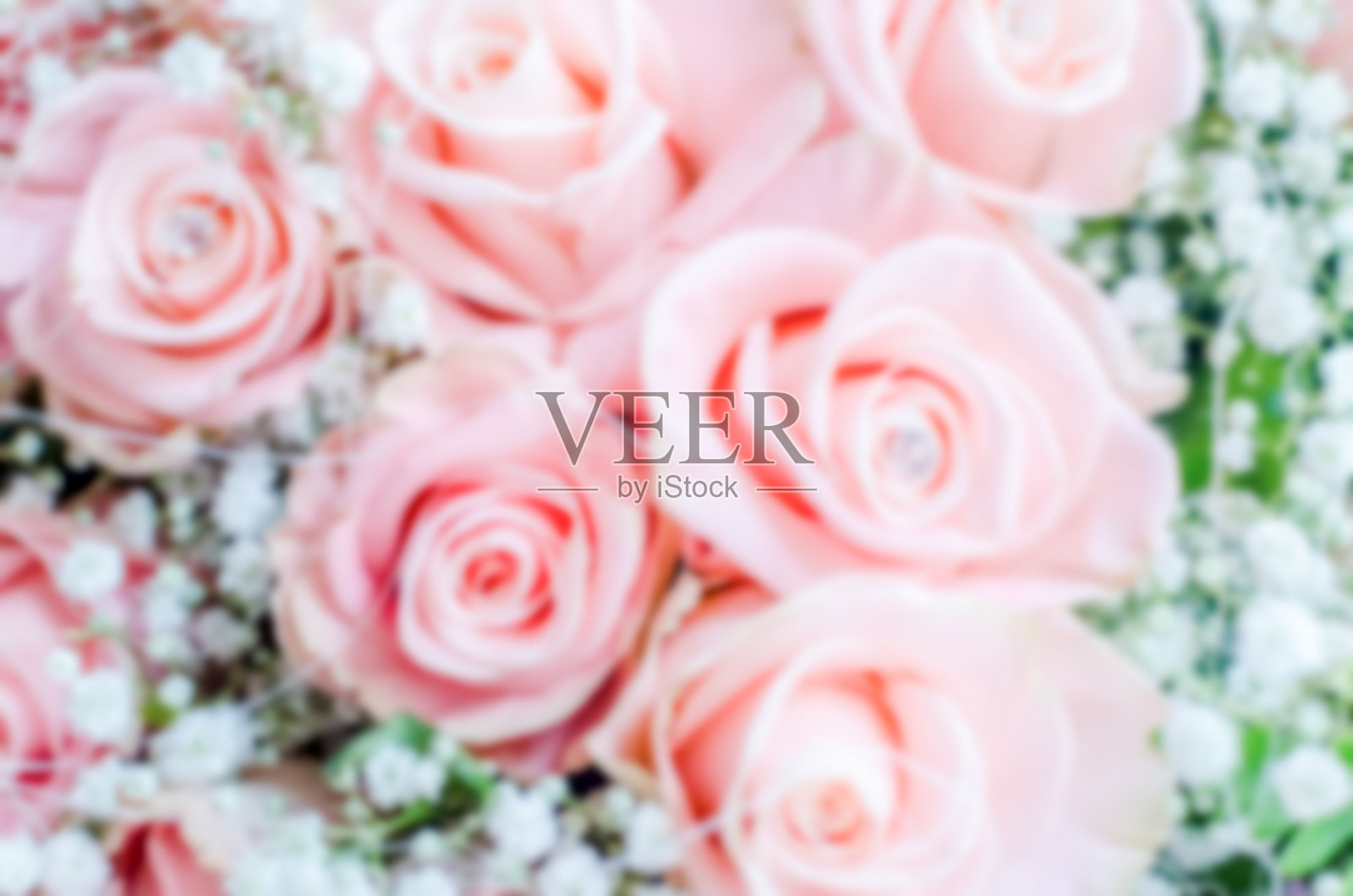 散焦背景与粉红色玫瑰花束照片摄影图片