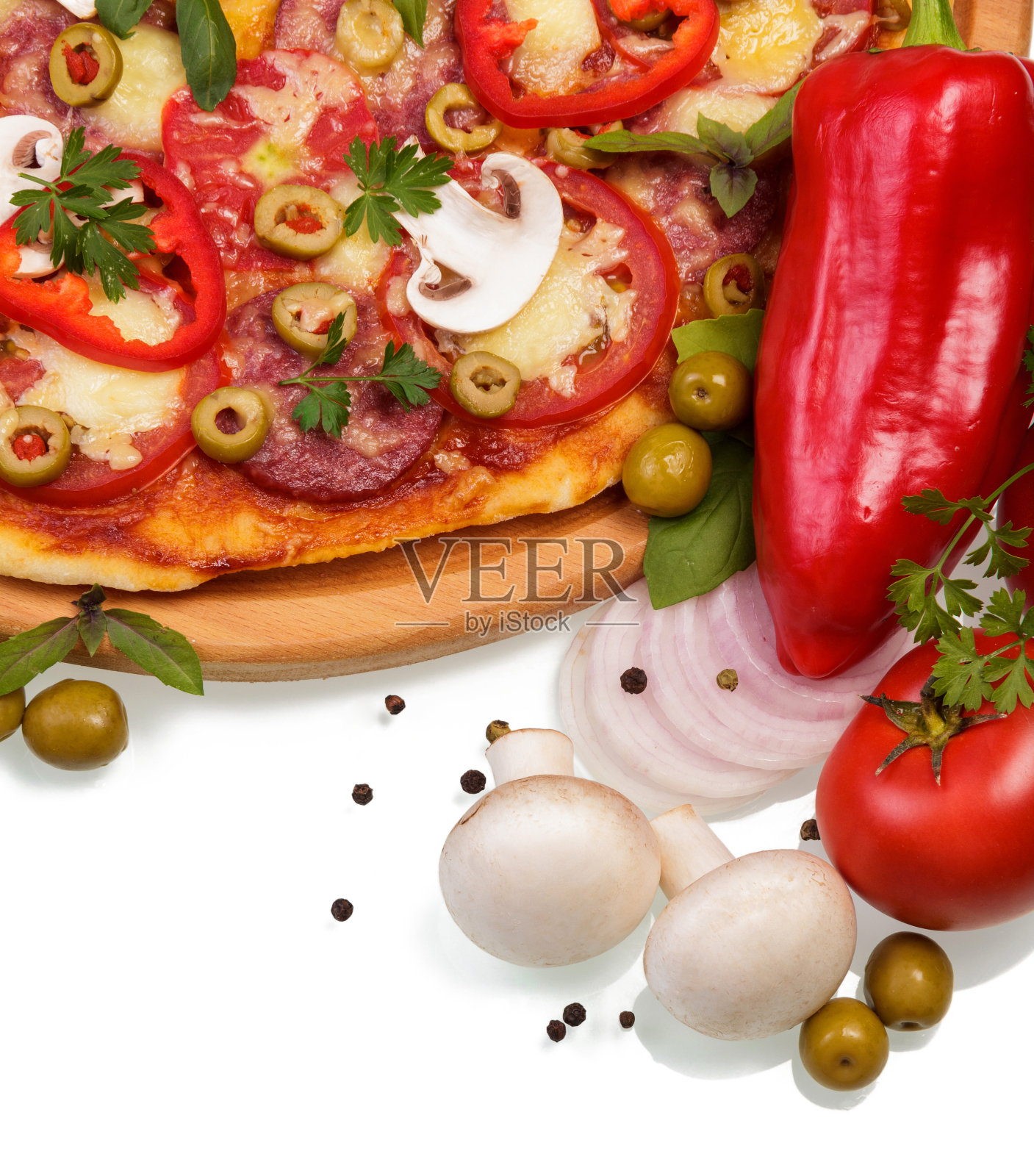 蔬菜披萨照片摄影图片