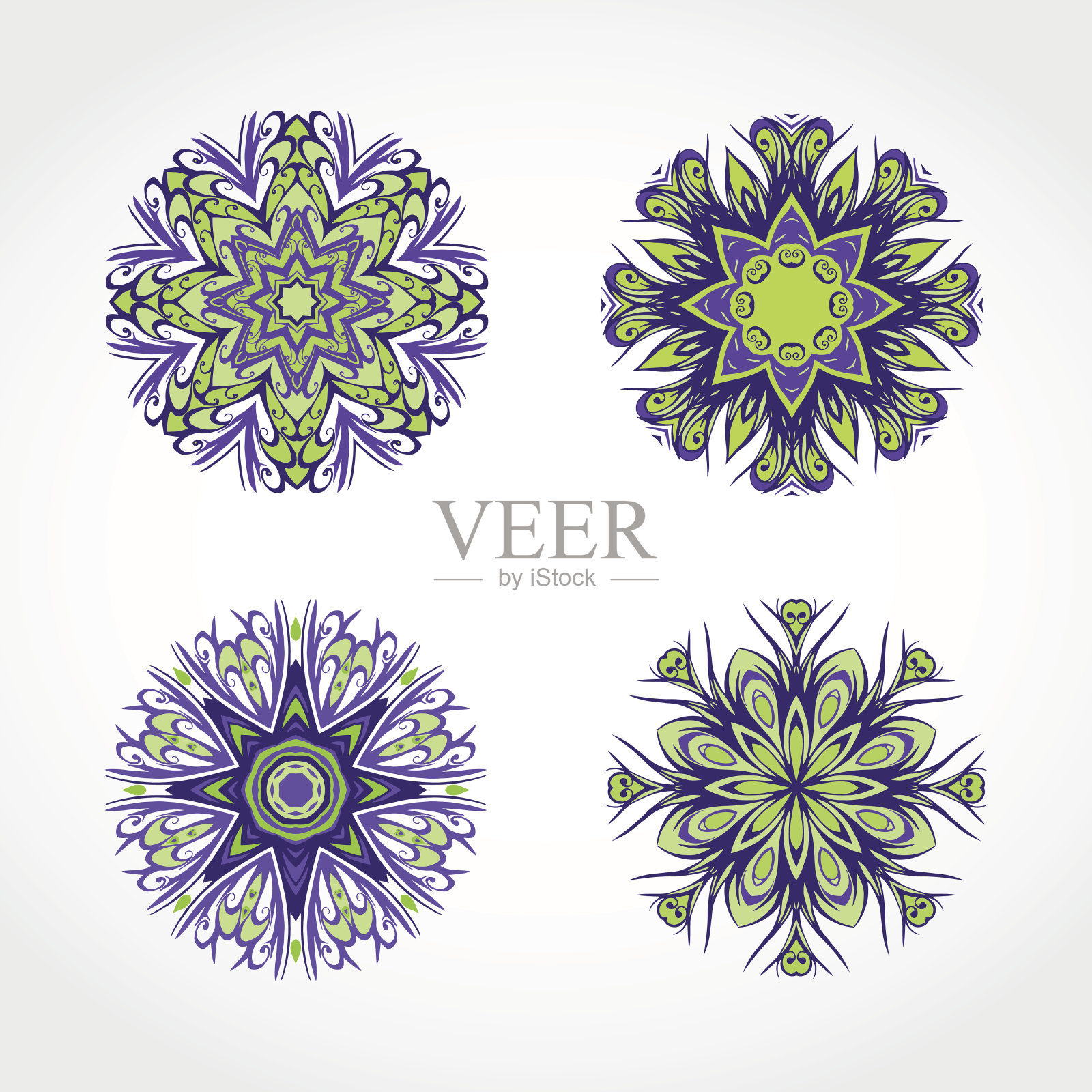 一套彩色的圆形装饰装饰品。向量插画图片素材