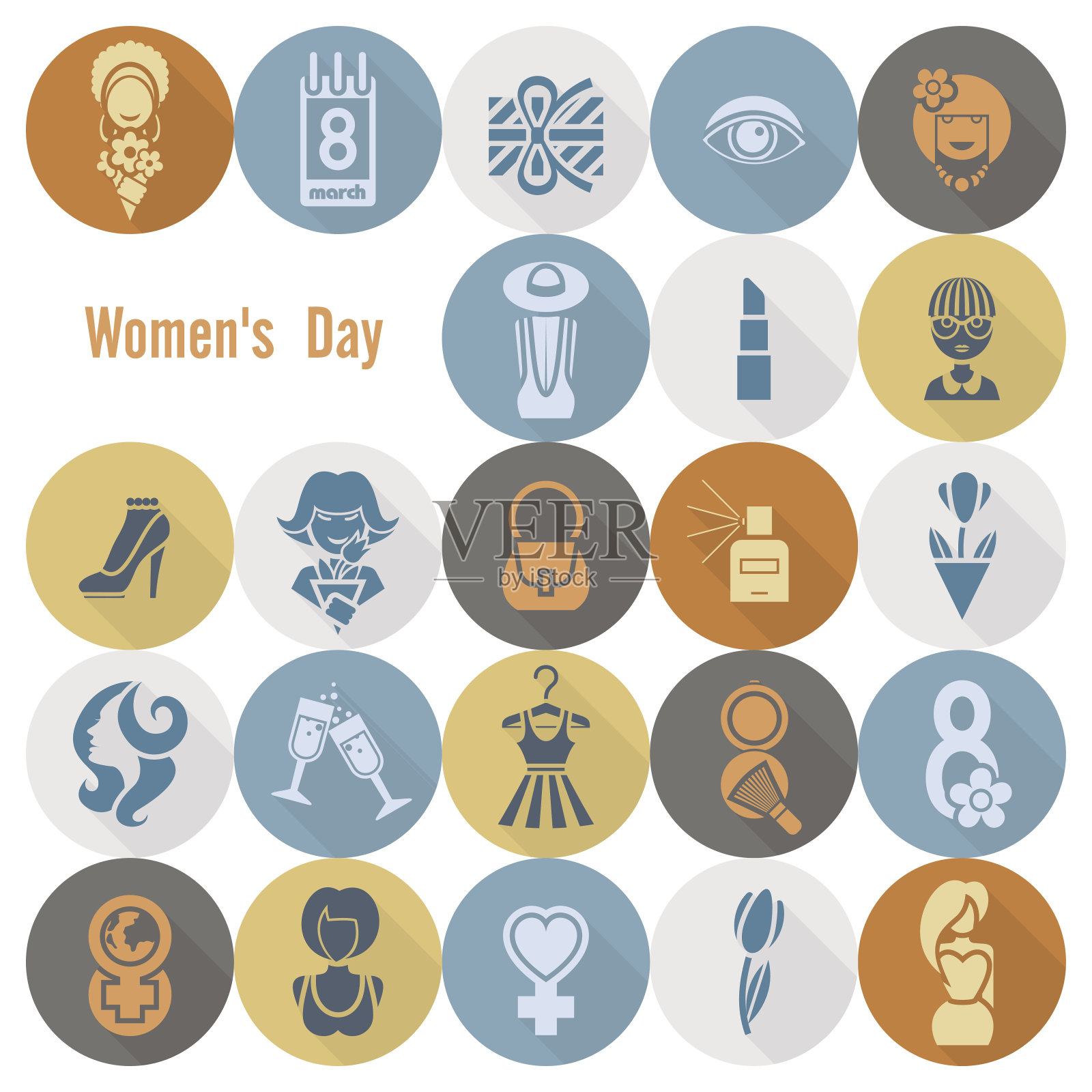 妇女节图标集插画图片素材