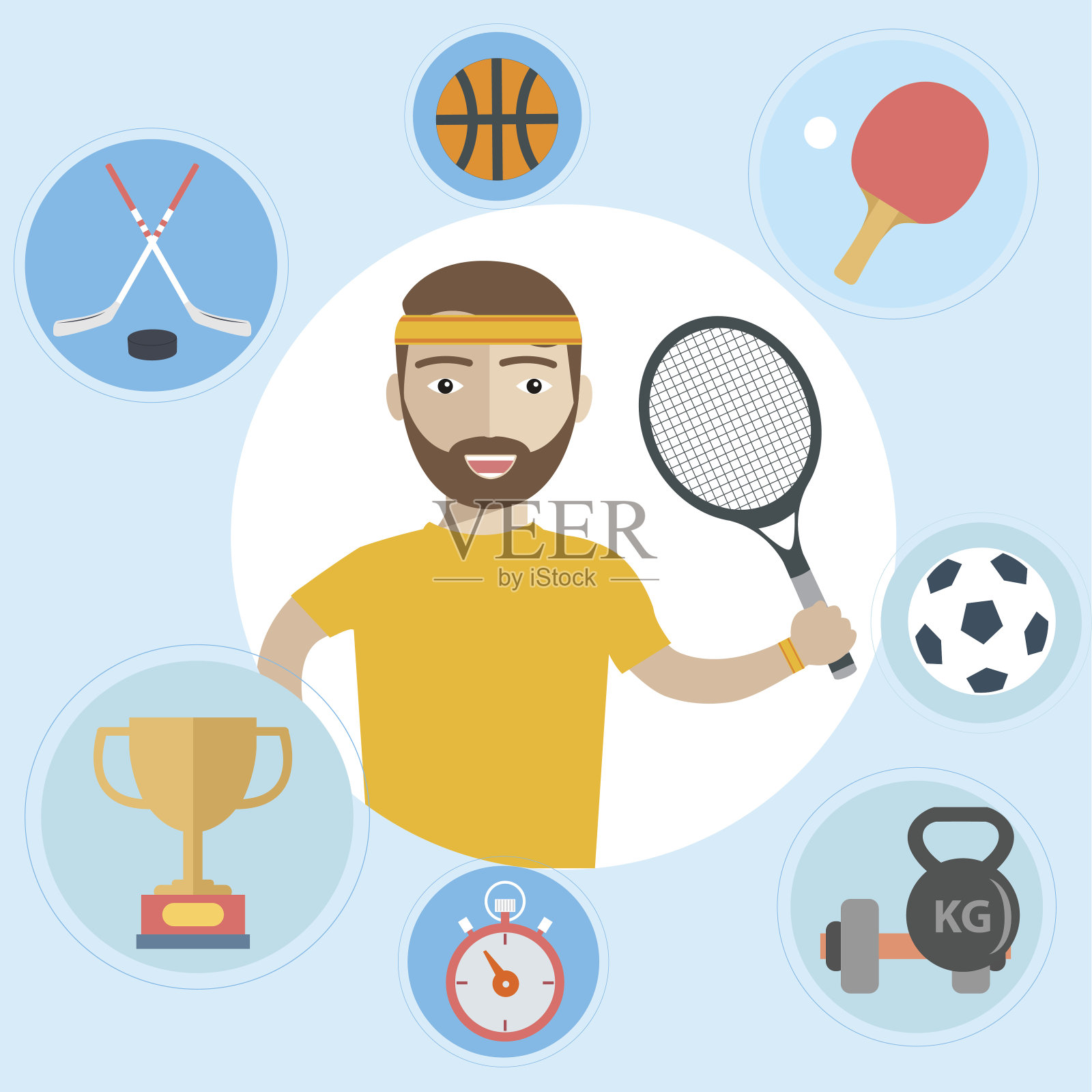 拿着网球拍的男人插画图片素材