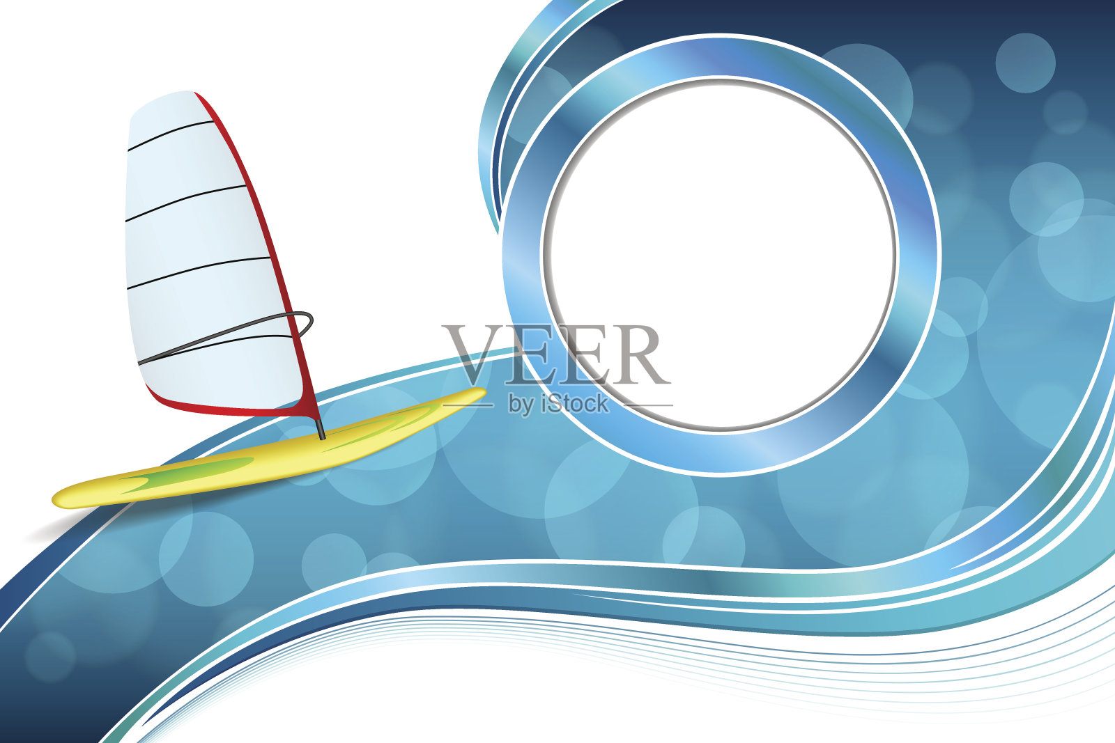 背景海洋运动假日设计红绿风帆蓝色框架插画图片素材