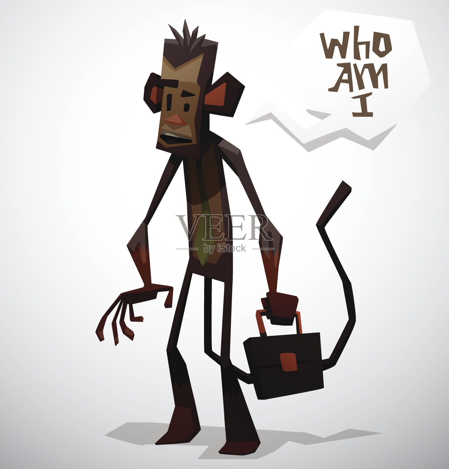 猴子在办公室，拿着公文包插画图片素材