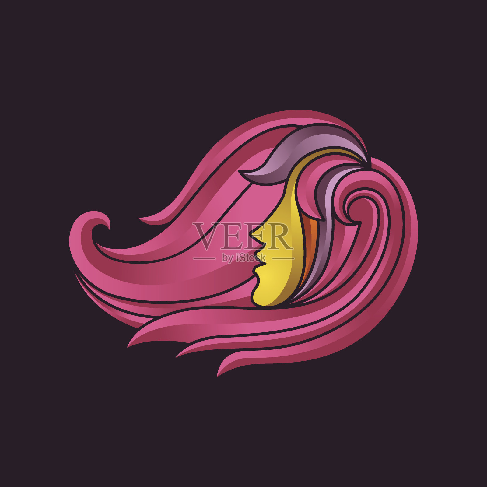 美丽的头发的女人插画图片素材