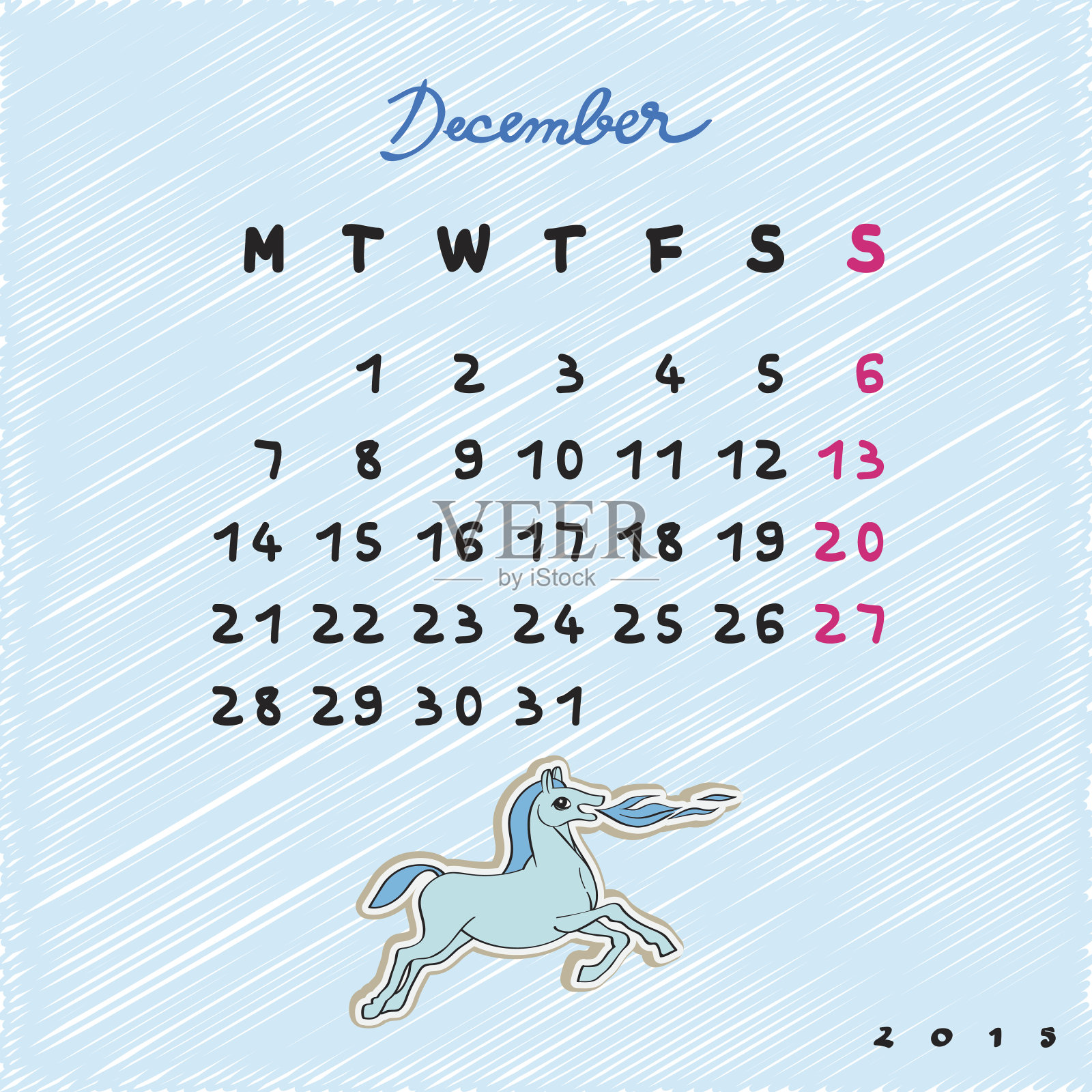 马2015年12月日历设计模板素材