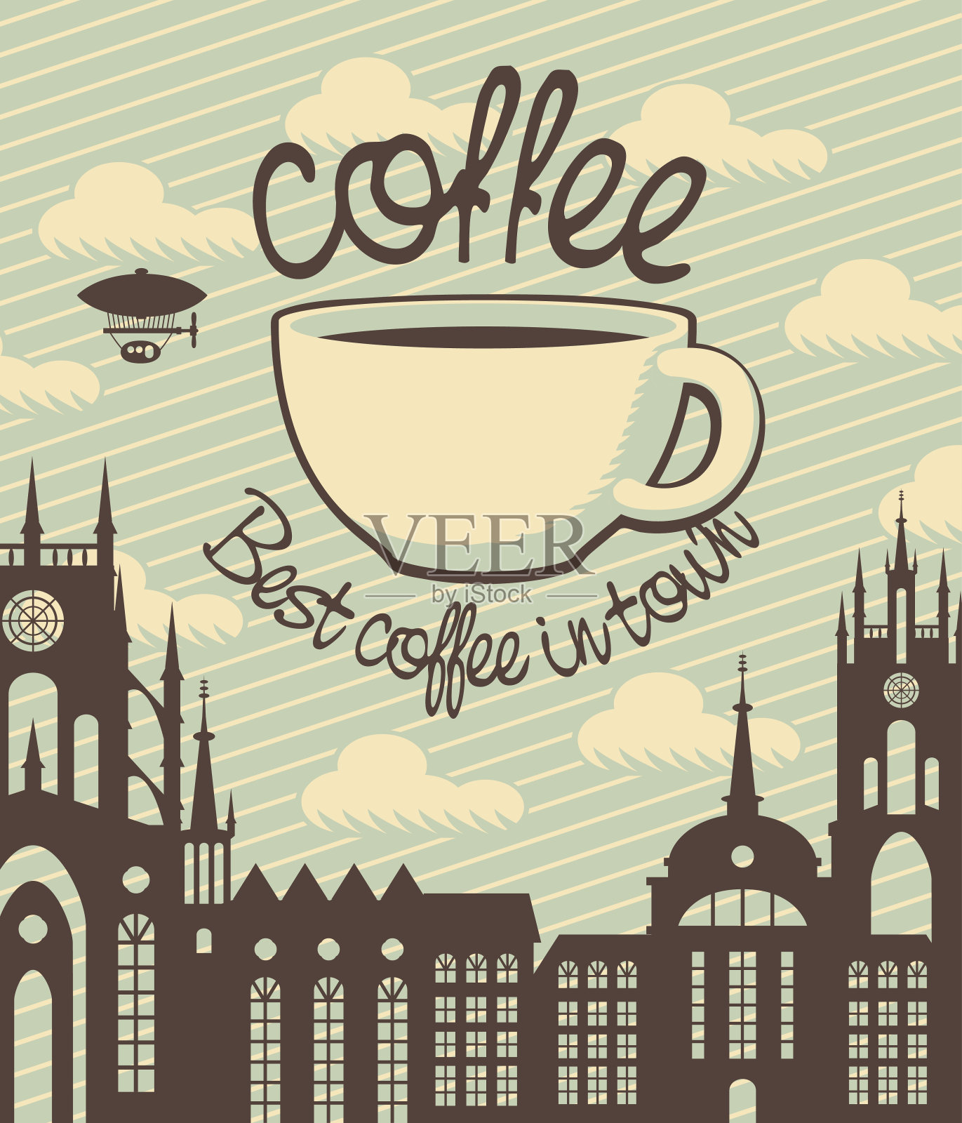 咖啡小镇插画图片素材