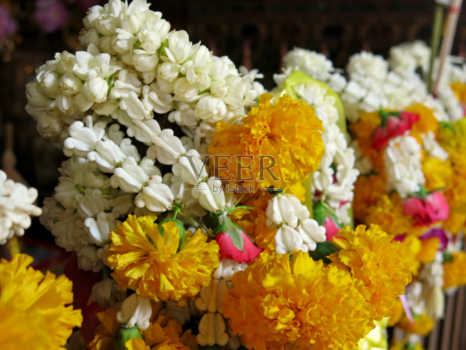 泰国祭祀用的花环照片摄影图片