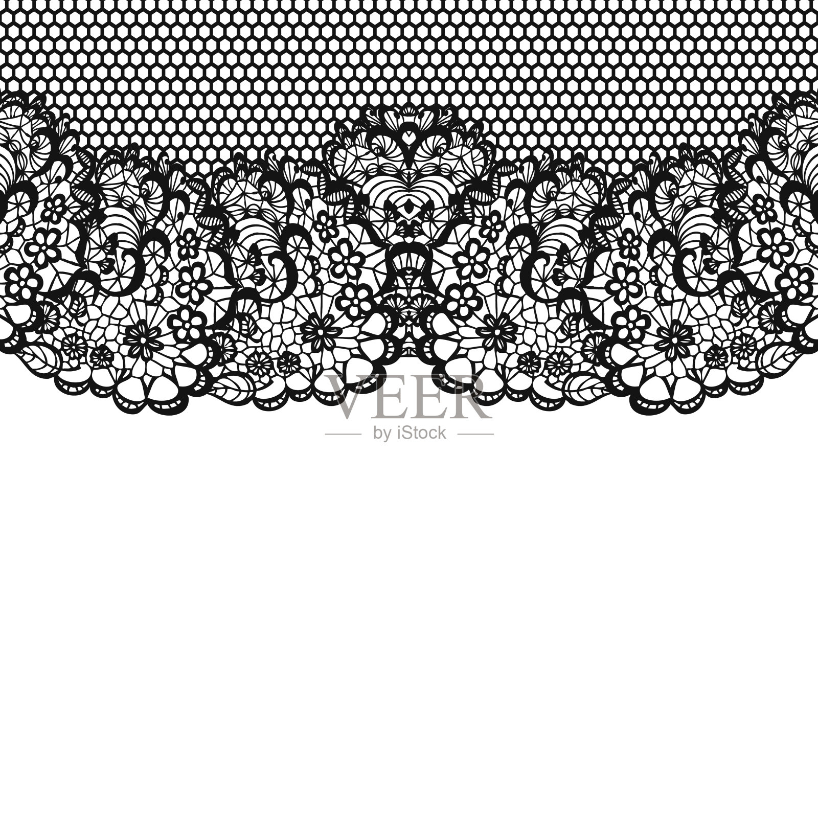 花边backgound。黑色蕾丝。插画图片素材