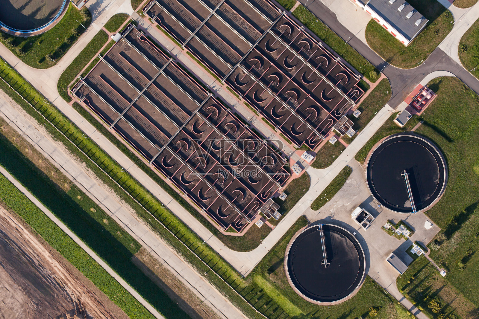 污水处理厂鸟瞰图照片摄影图片