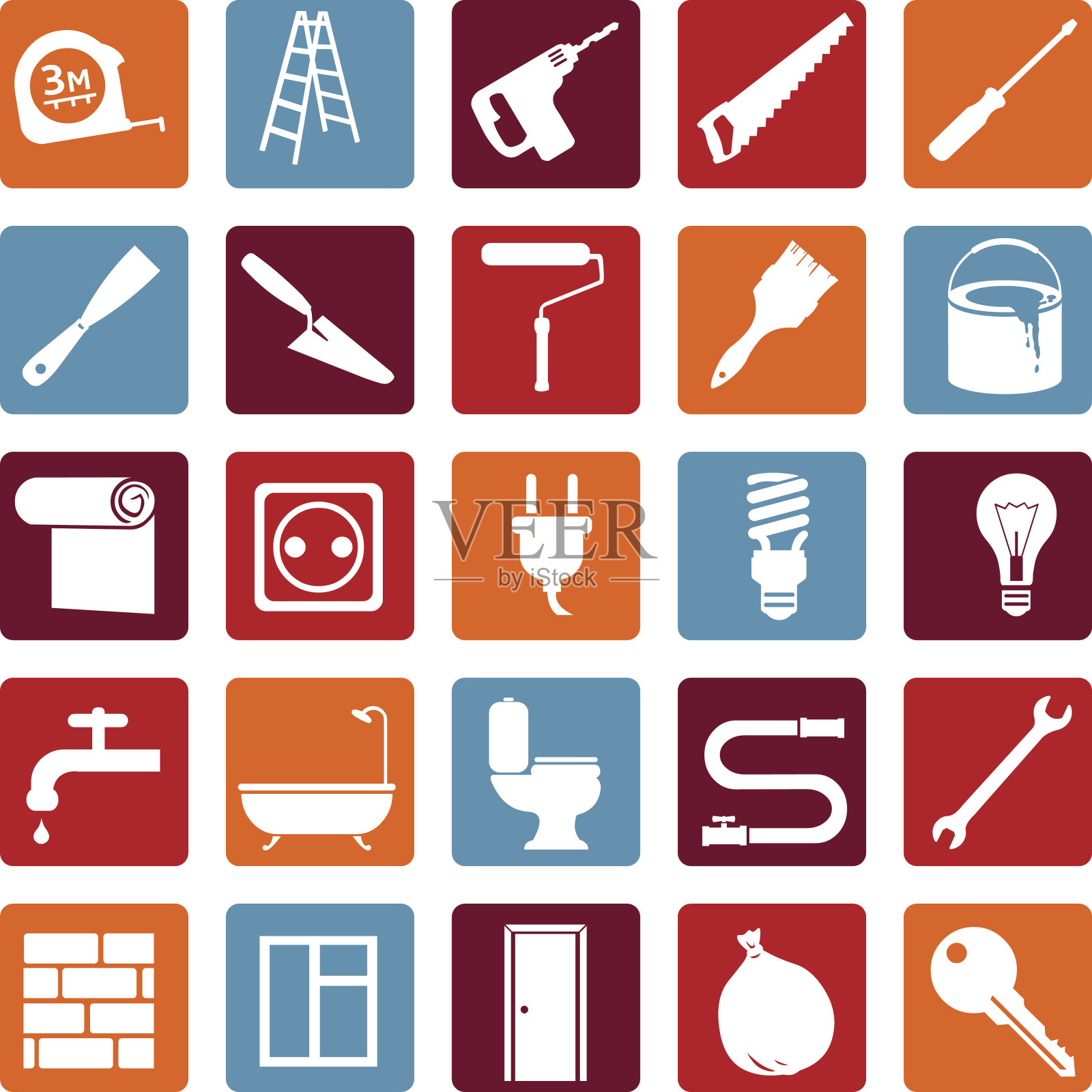 向量组的家庭修理图标图标素材