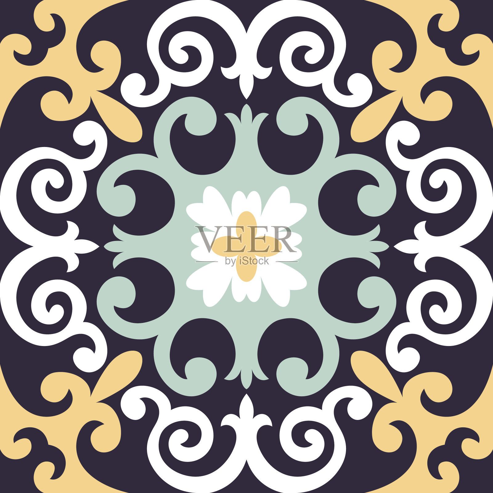 漂亮的装饰瓷砖背景。插画图片素材