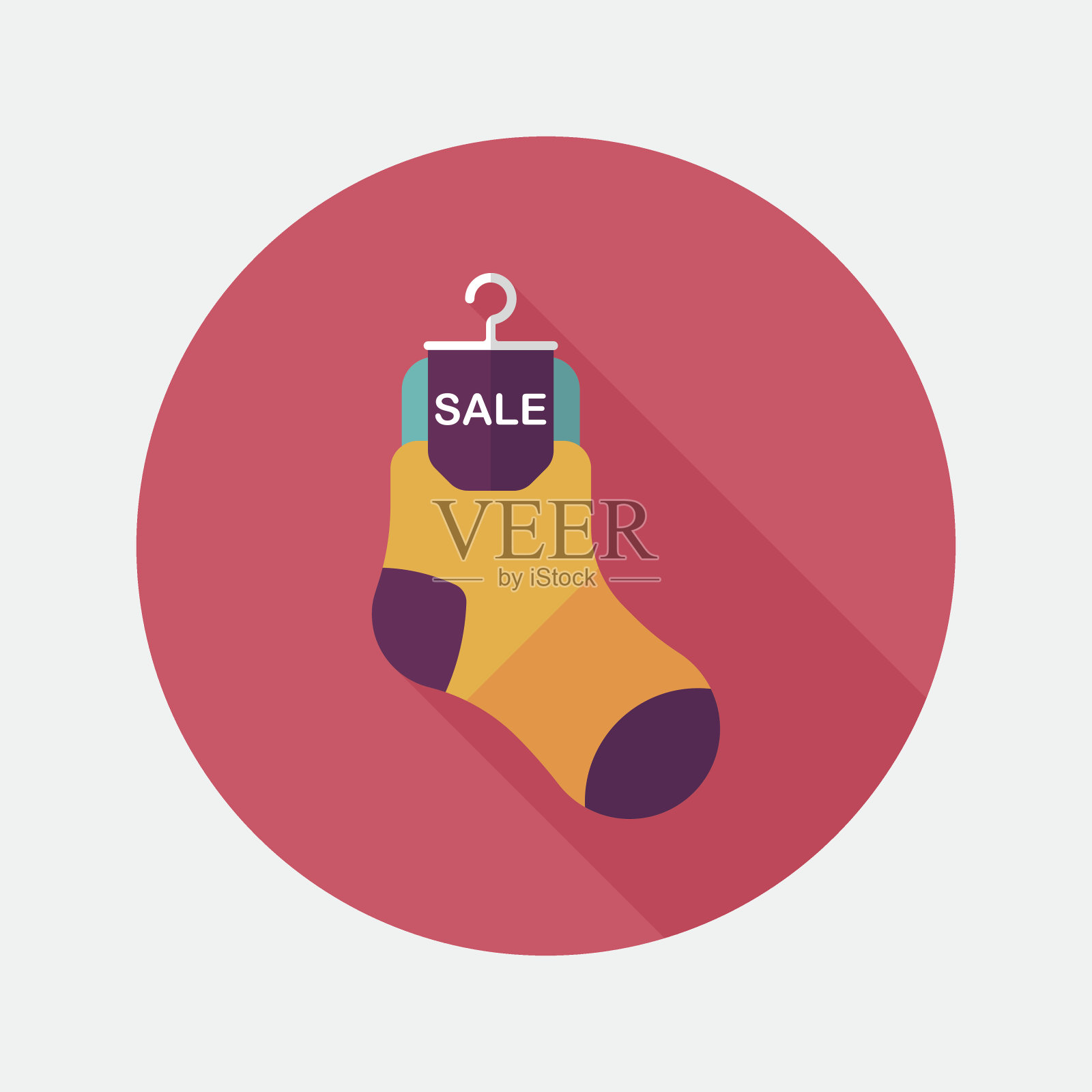 购物销售袜子平与长影子图标，eps10插画图片素材