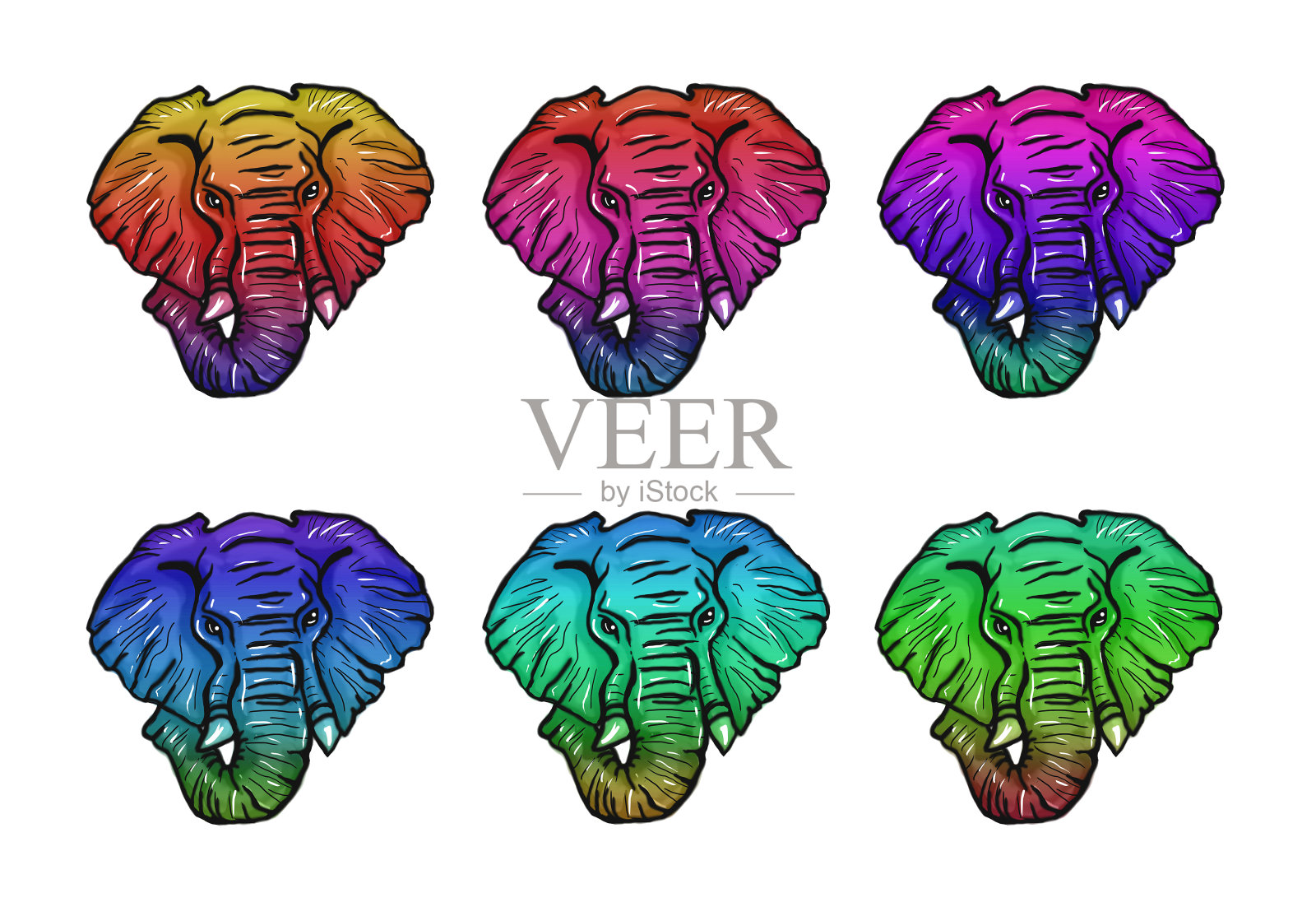 亮象头图案插画图片素材