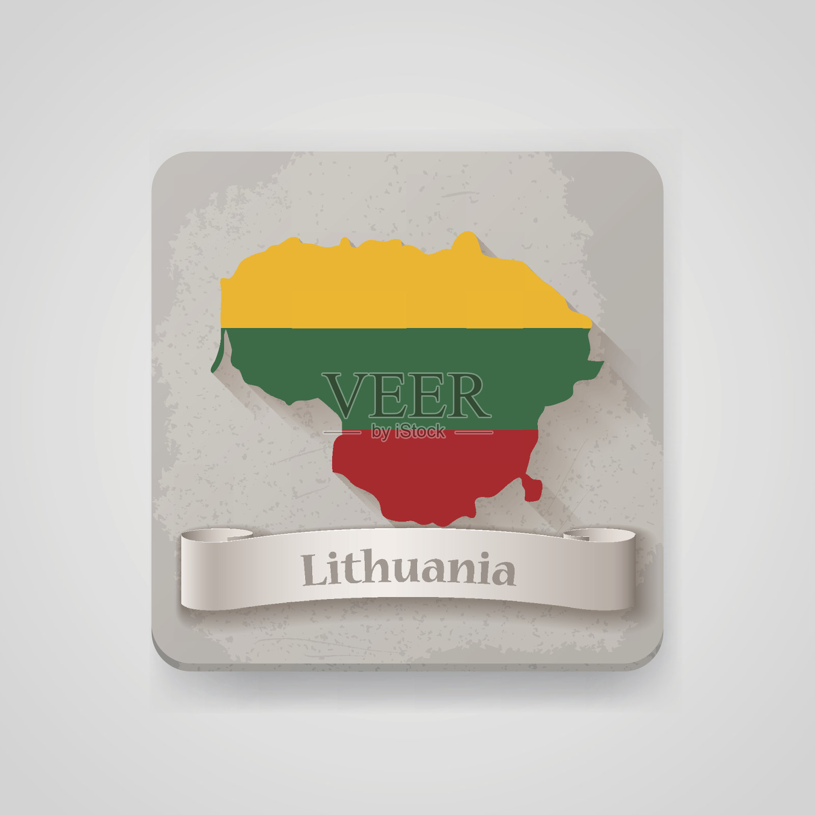 带有旗帜的立陶宛地图图标。矢量图插画图片素材