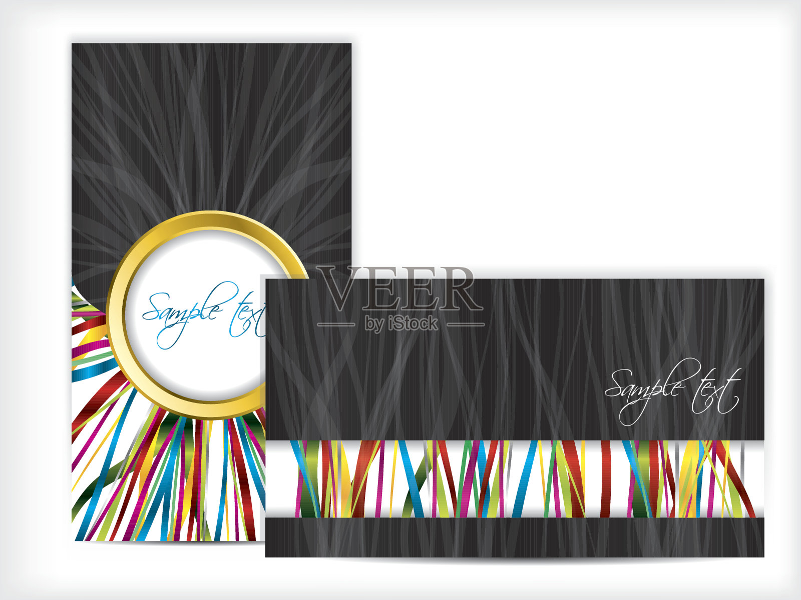 名片上的彩色丝带插画图片素材