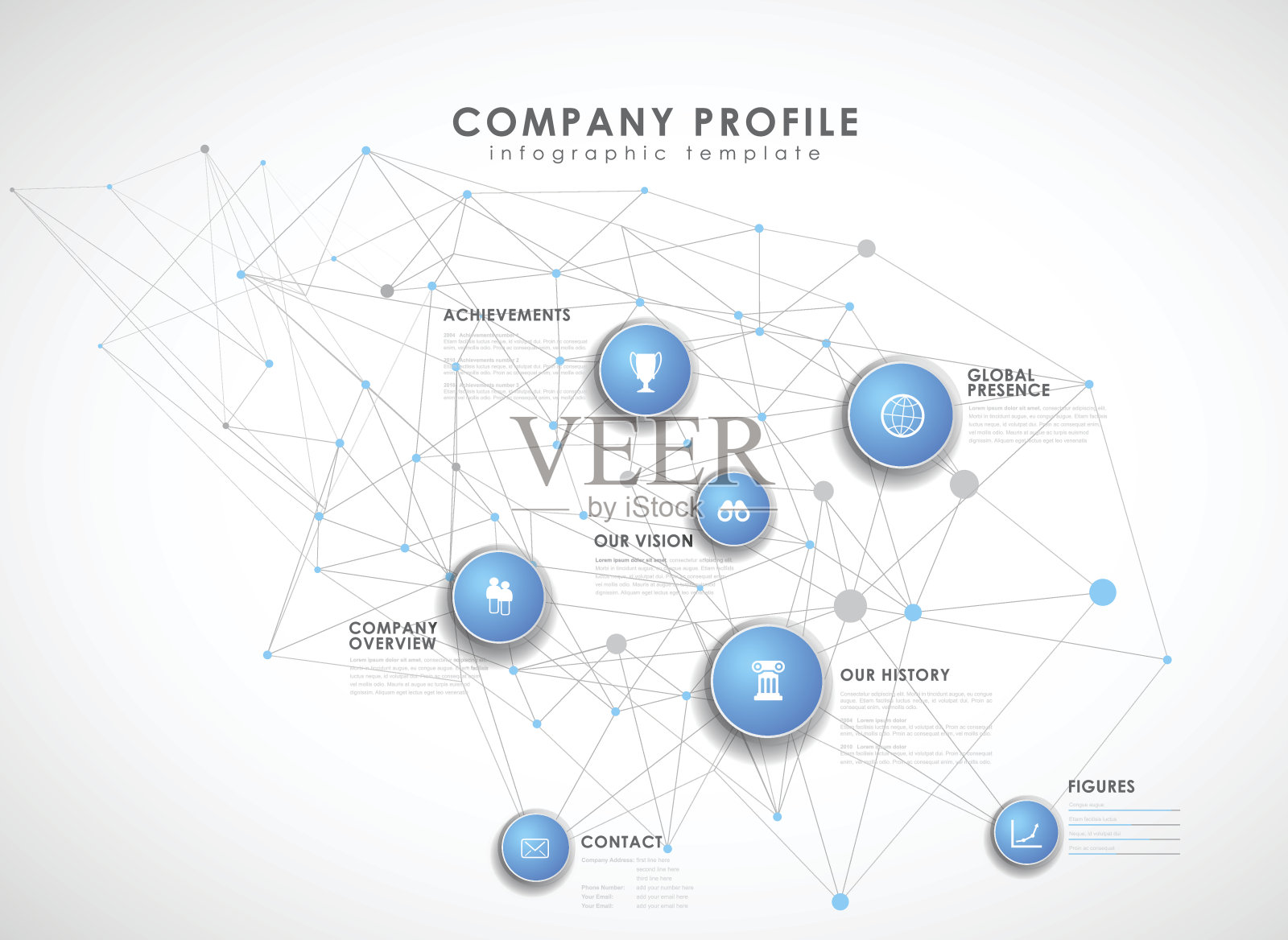 公司简介概述模板与圆和点。插画图片素材