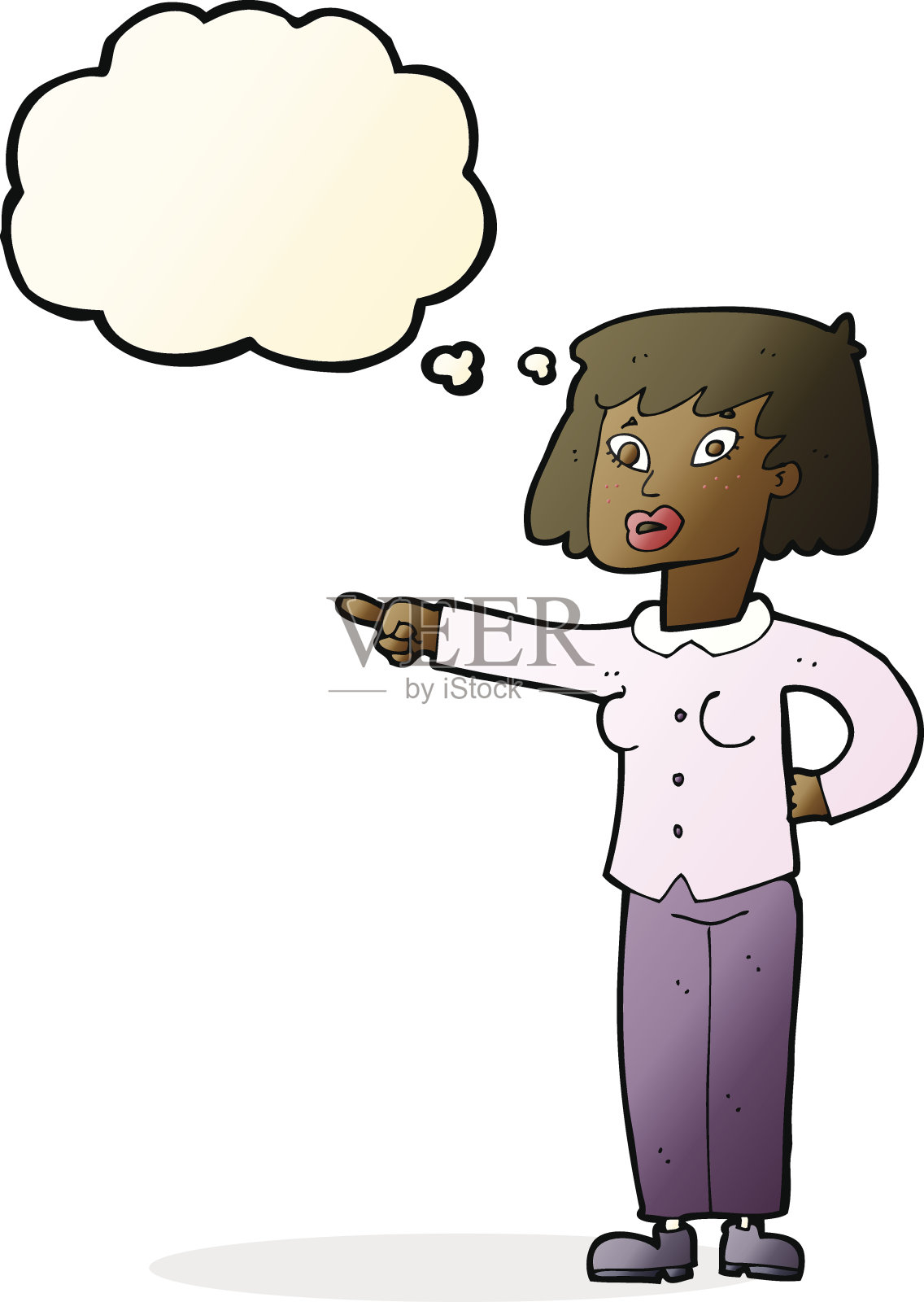 卡通女人用思想泡泡指着设计元素图片