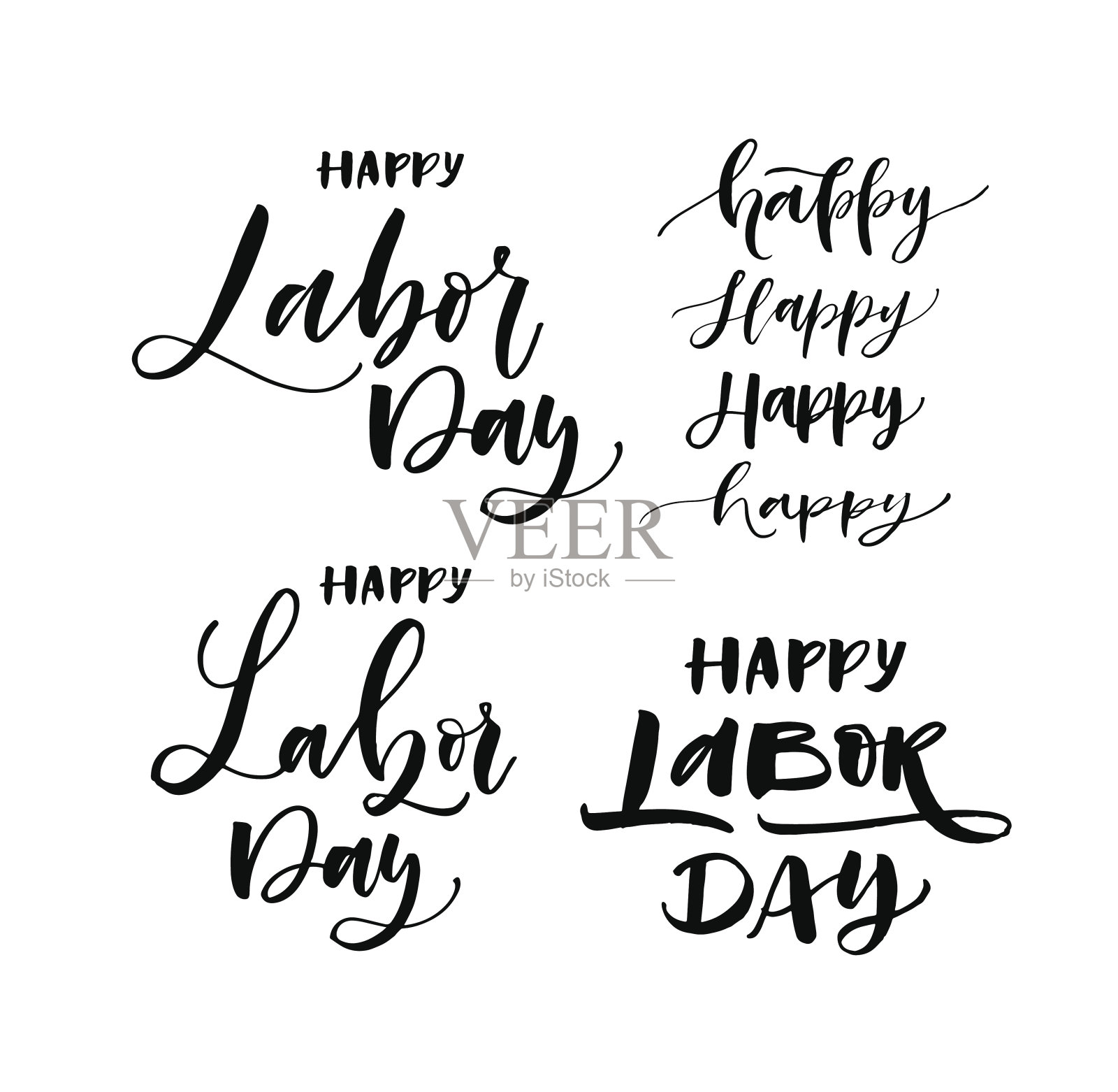 收集手绘的劳动节快乐字母。插画图片素材