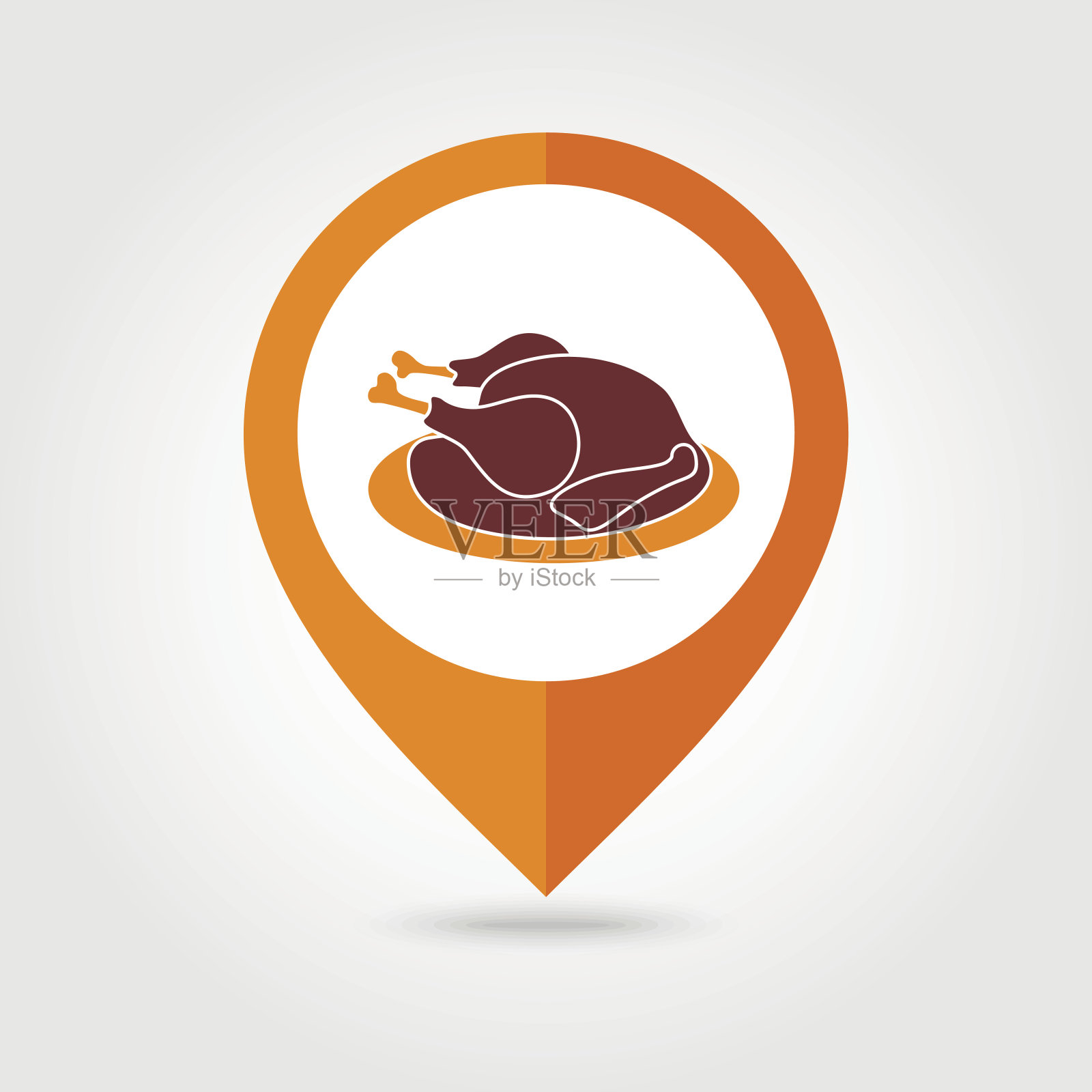 烤火鸡感恩节地图大头针图标插画图片素材