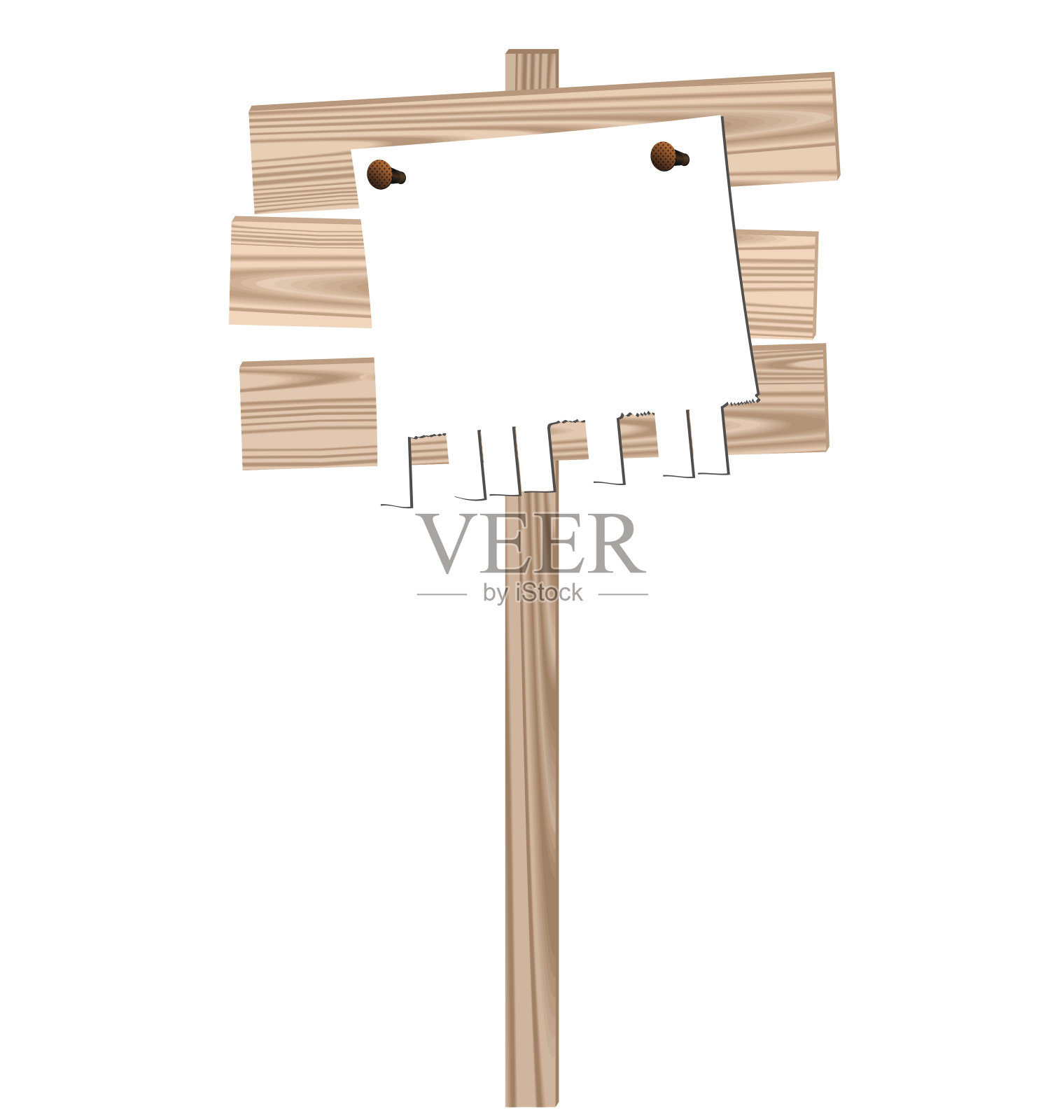 插图一个木制广告牌与封闭的钉子纯设计元素图片