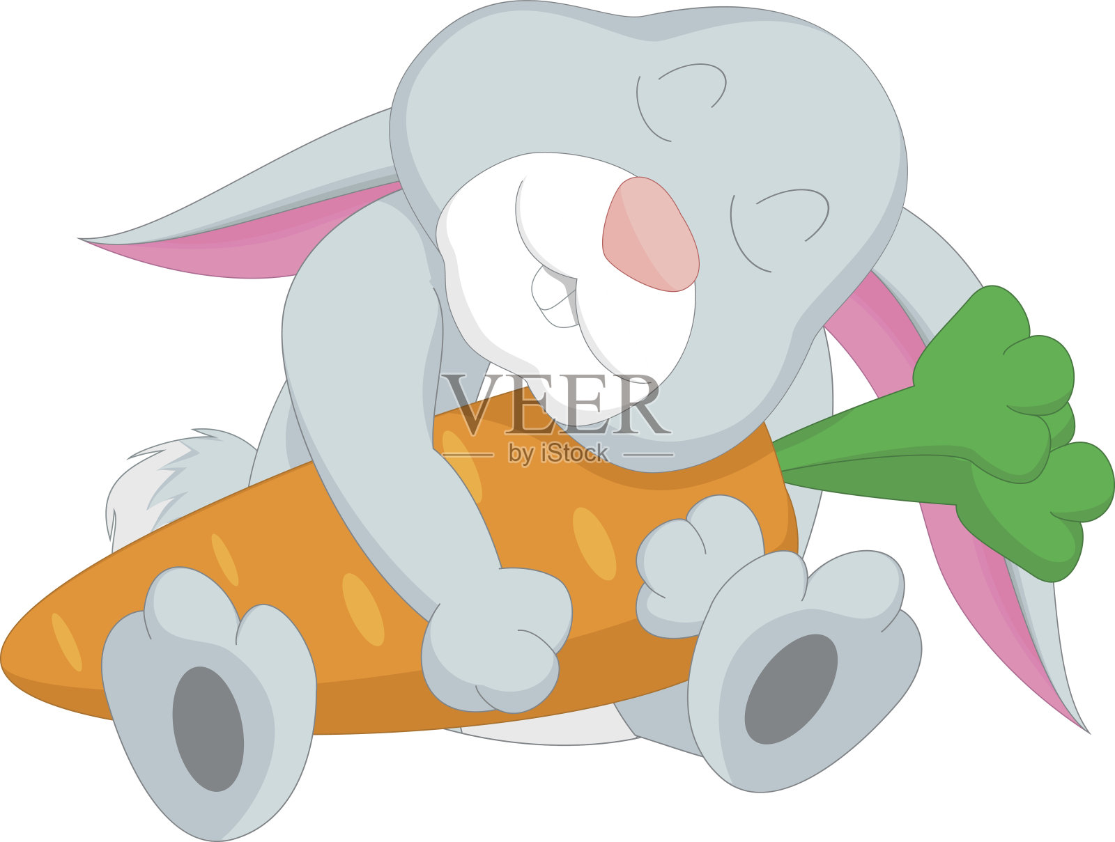 卡通兔子抱胡萝卜设计元素图片