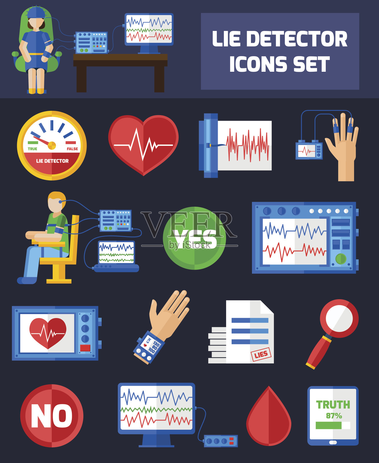 测谎仪的图标插画图片素材