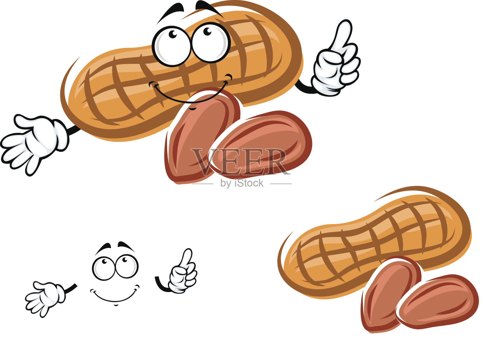 卡通橙色花生和坚果设计元素图片