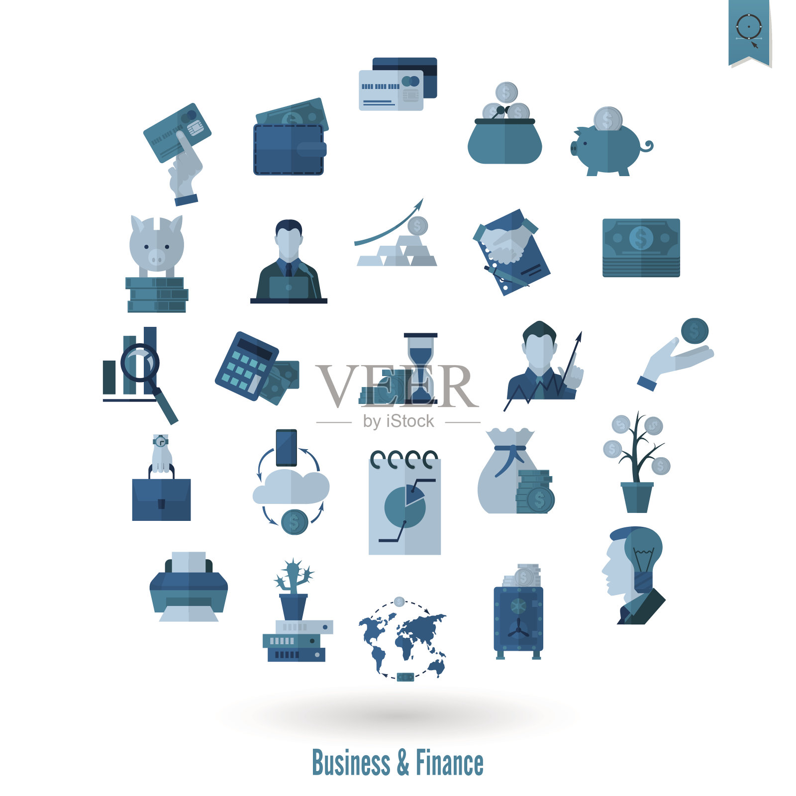 商业和金融图标集插画图片素材