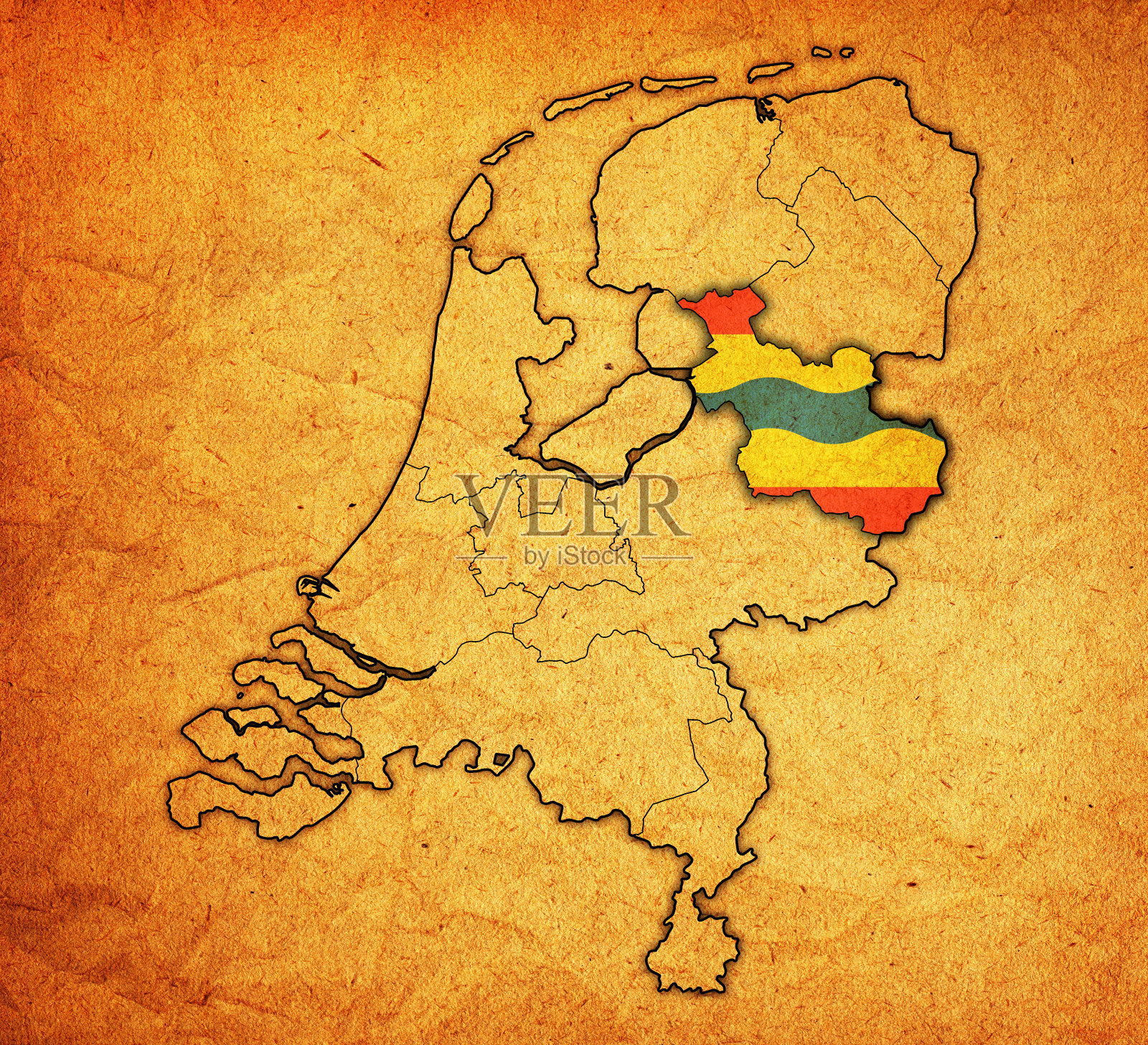 荷兰地图上的旗帜插画图片素材