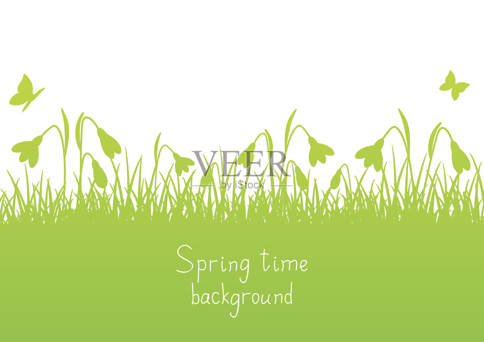 春天的背景与三叶草剪影插画图片素材